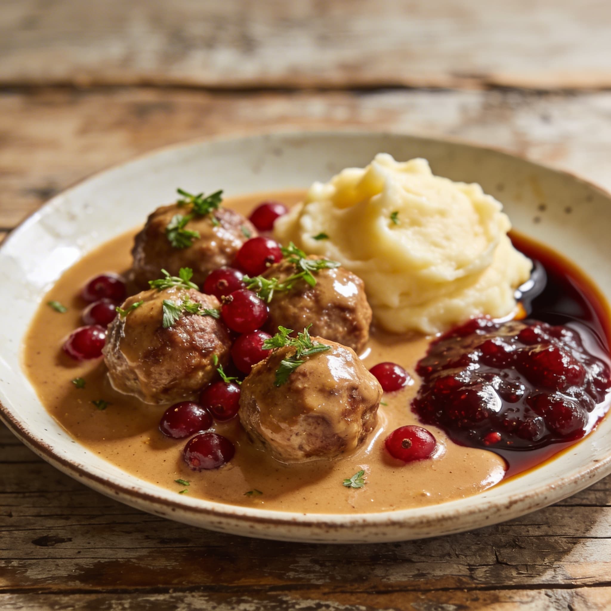 Schwedische Fleischbällchen mit Sahnesauce