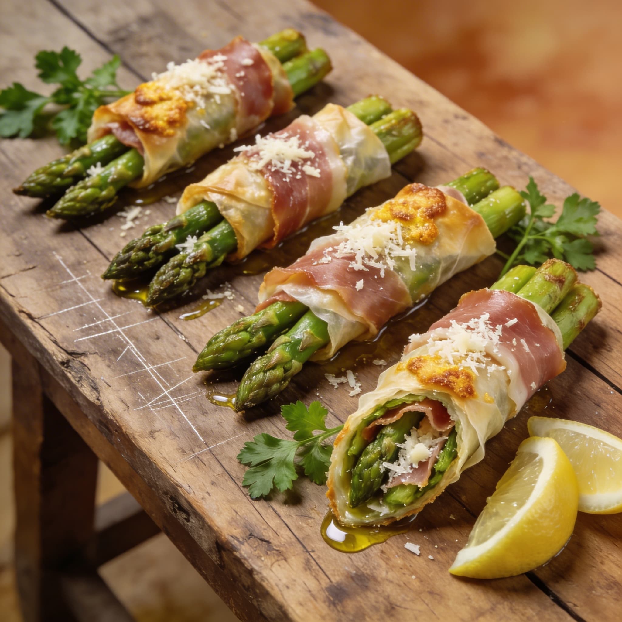 Knusprige Spargel-Schinken-Röllchen