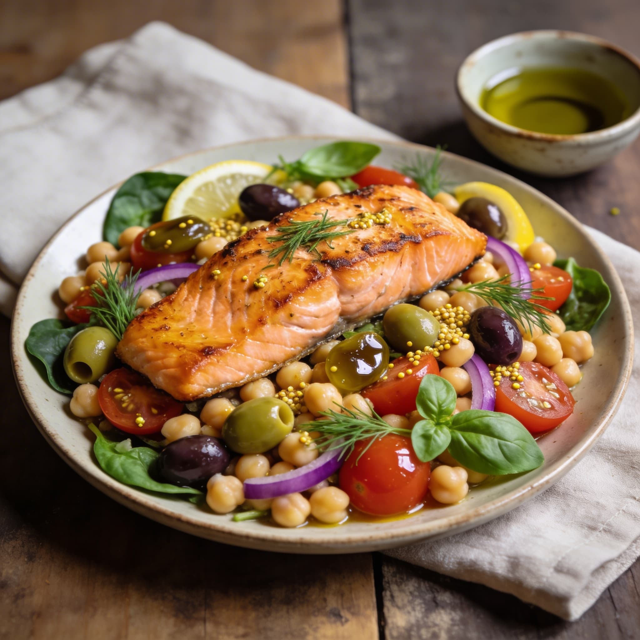 Ofenlachs auf Kichererbsen-Salat