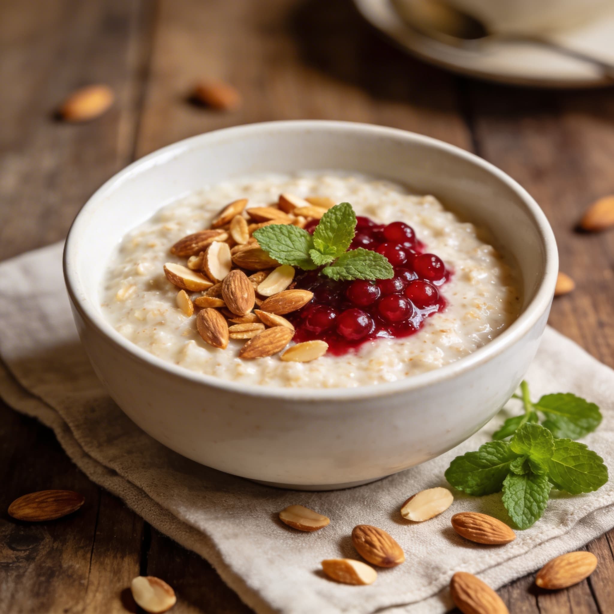 Grießbrei mit gerösteten Mandeln