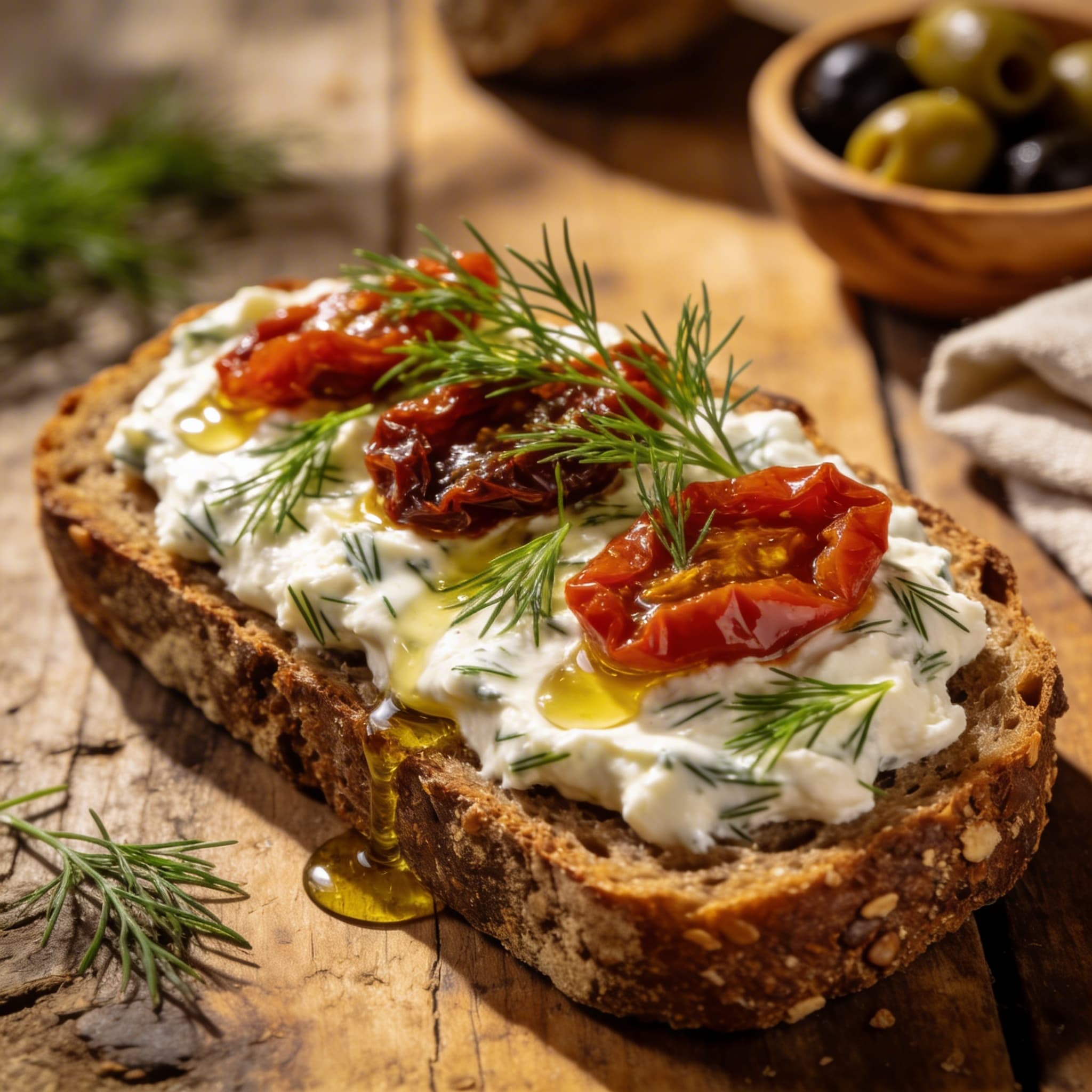 Roggenbrot mit Kräuterquark-Tomaten