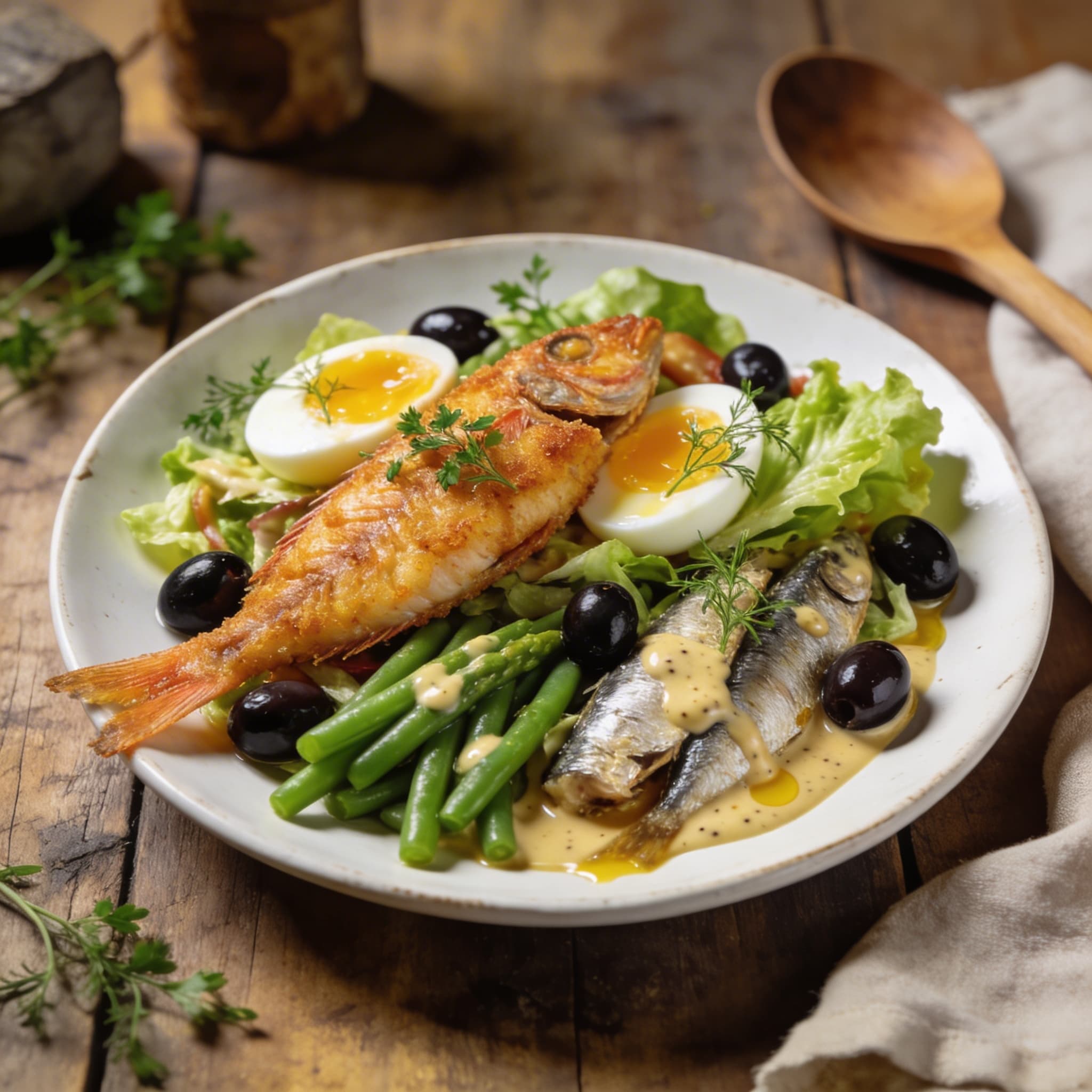 Salat Niçoise mit Rotbarbe