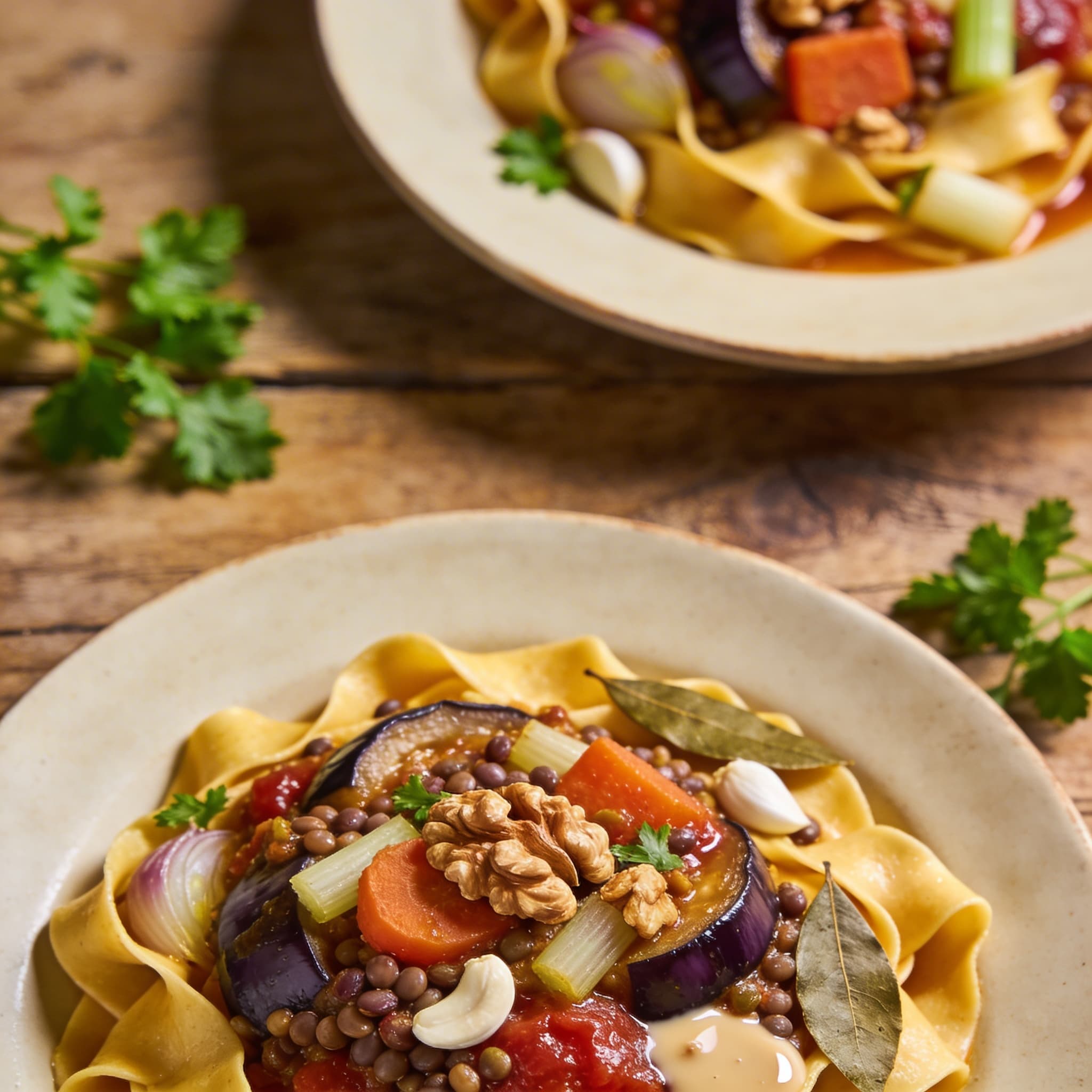 Herzhaftes Auberginen-Walnuss-Ragout