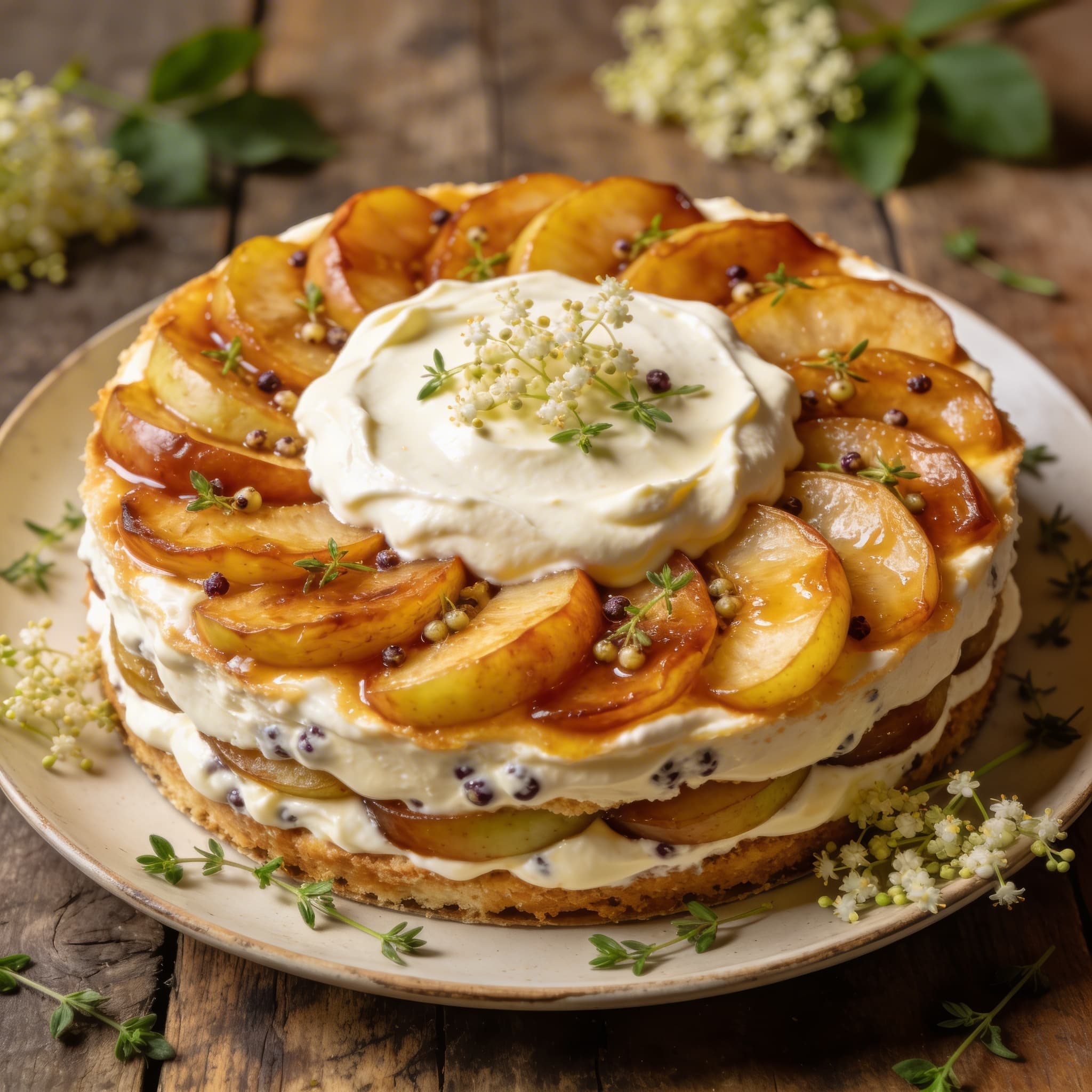 Apfel-Holunder-Torte mit Mascarpone