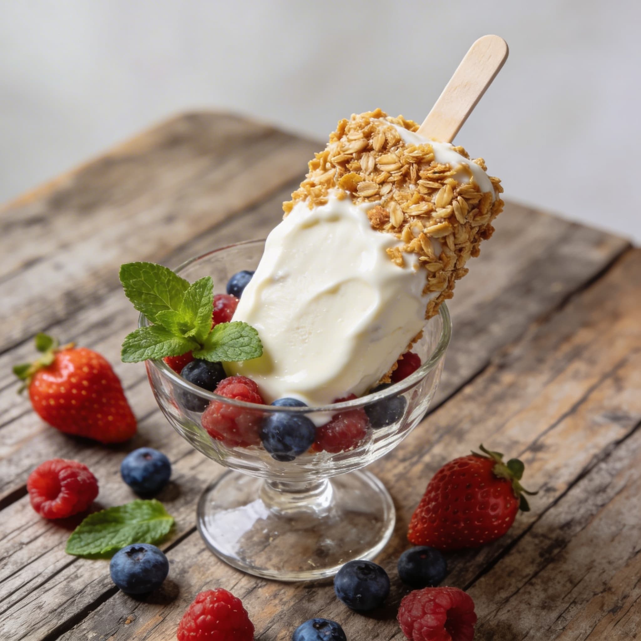 Cremiges Beeren-Joghurt am Stiel