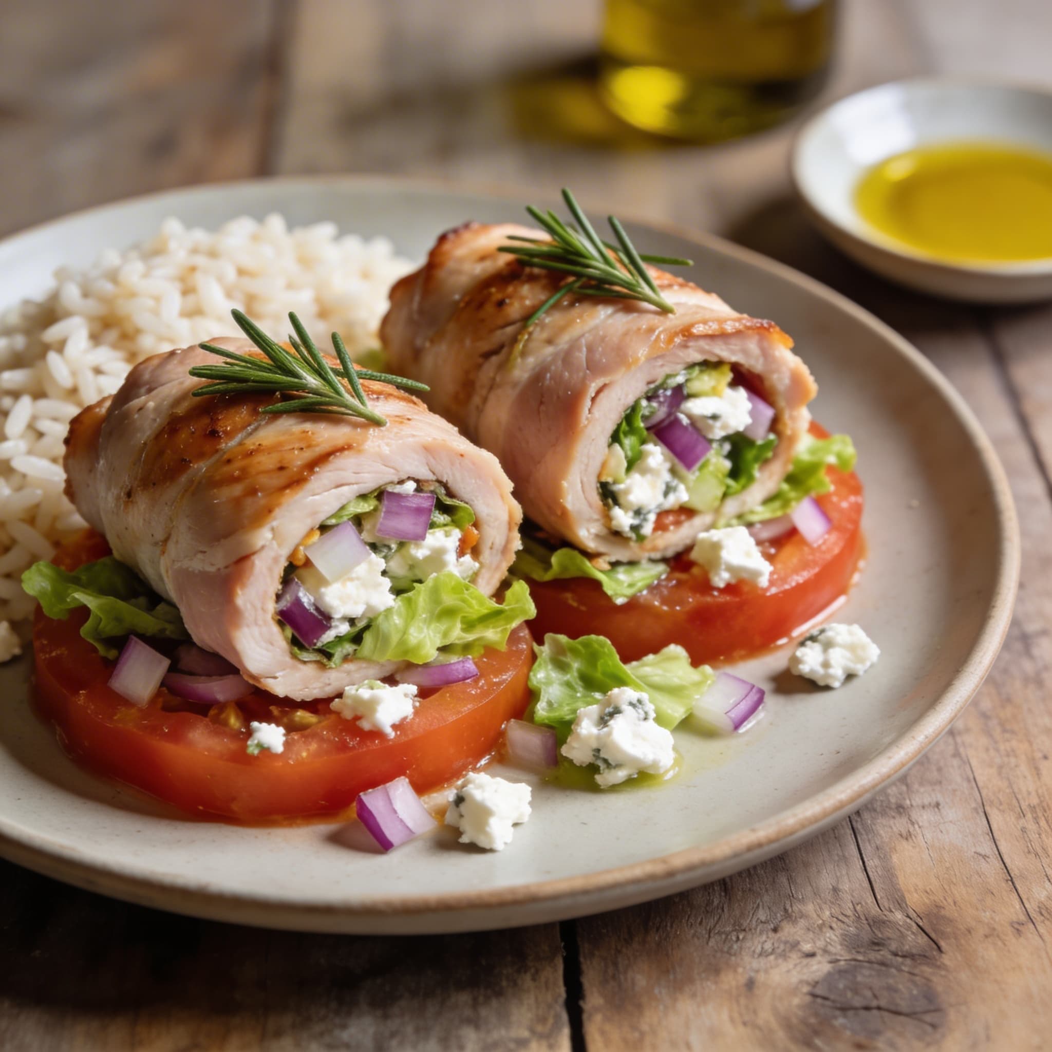 Herzhafte Puten-Feta-Röllchen