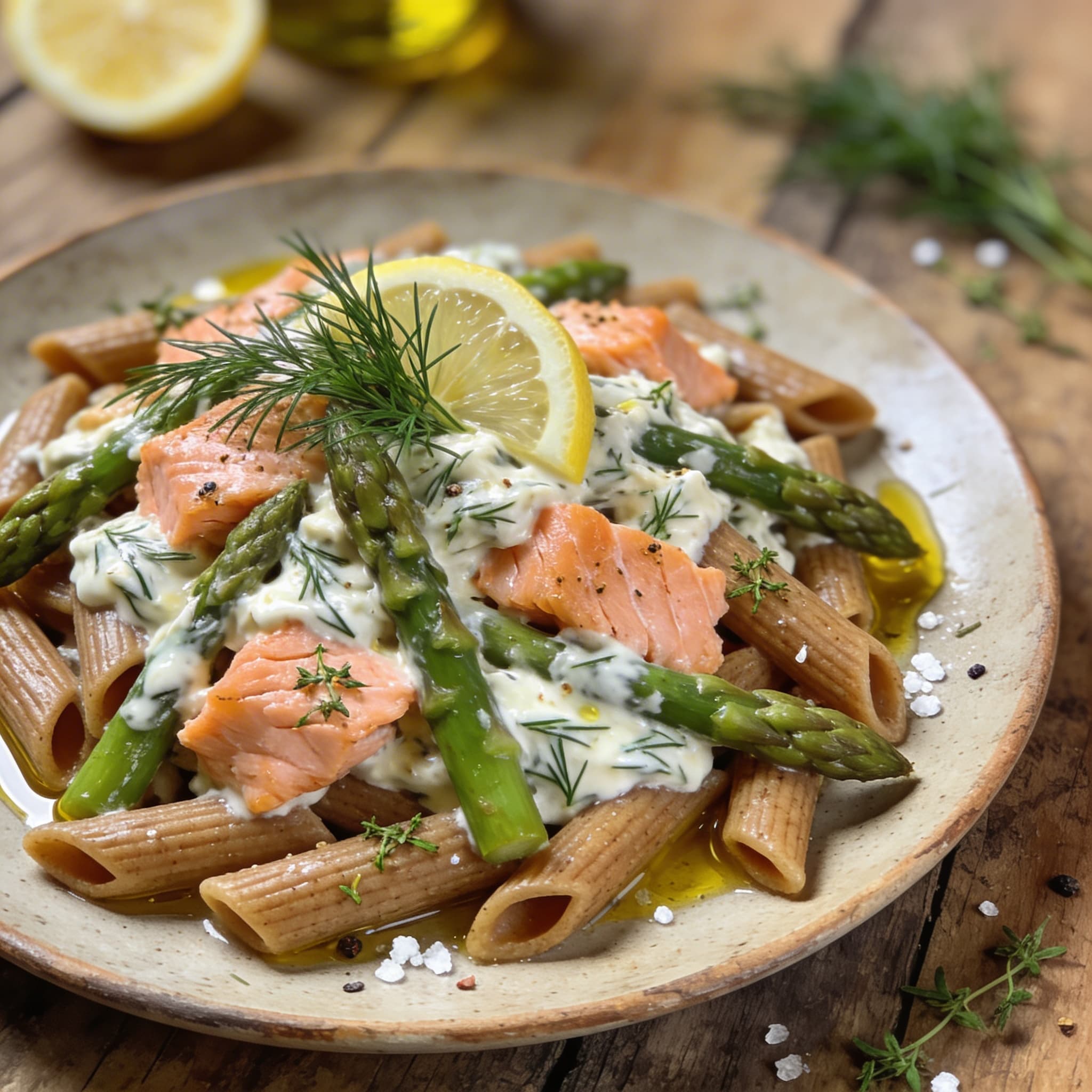 Frische Lachs-Spargel-Penne