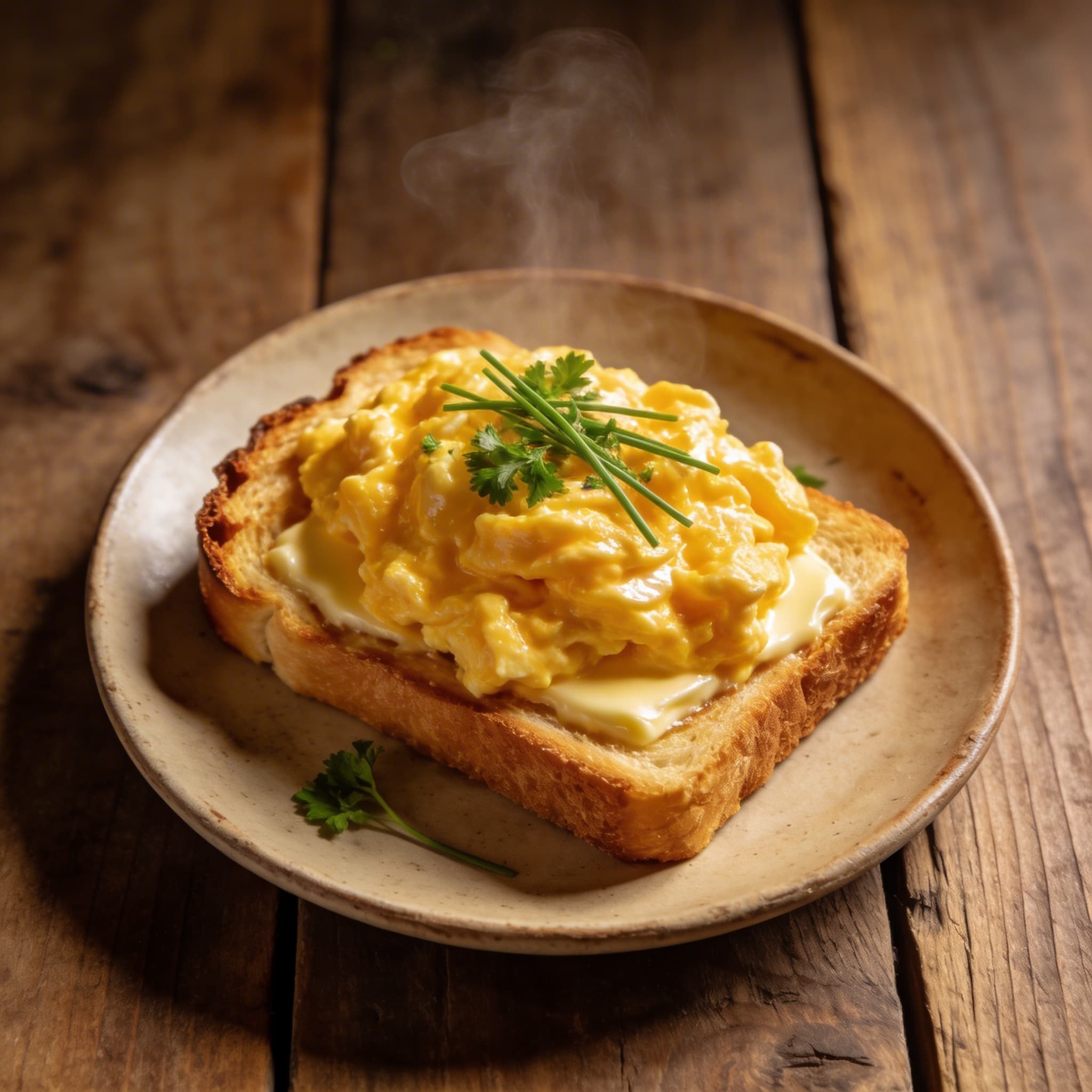 Fluffiges Rührei auf Toast