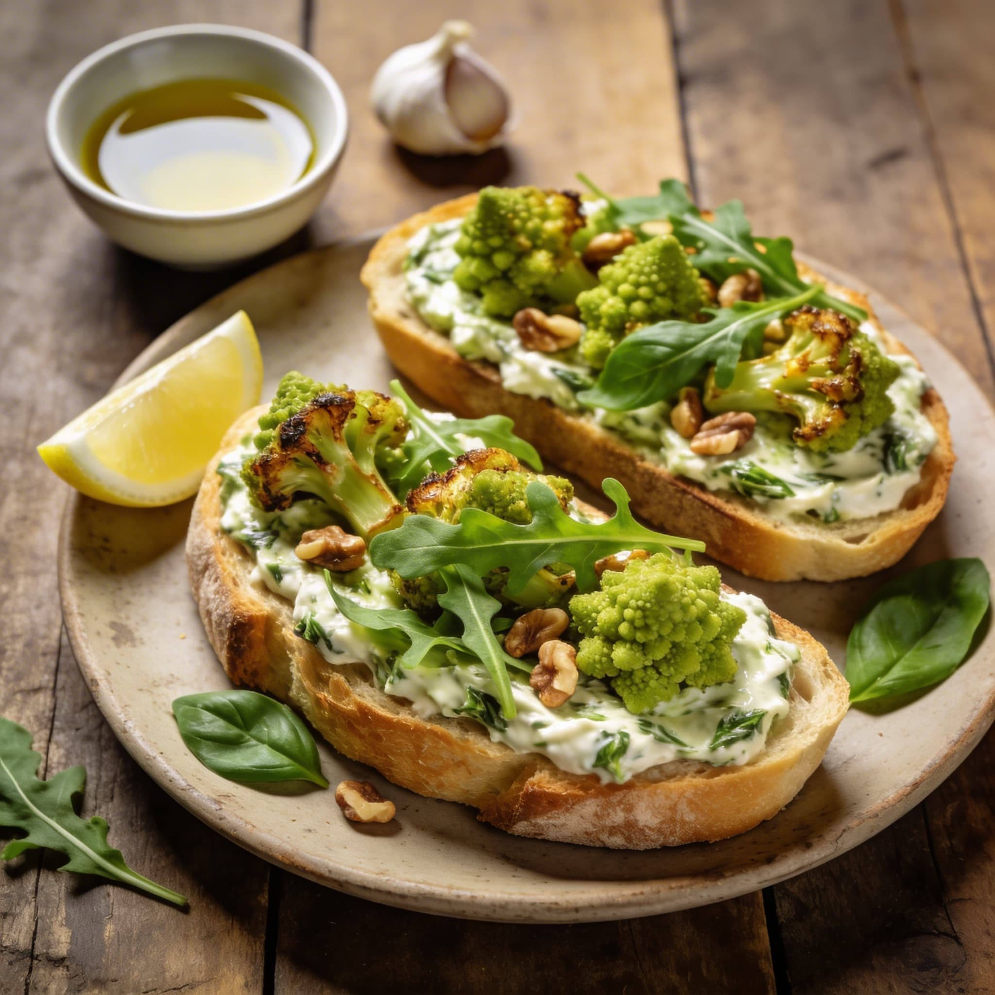 Grüne Bruschetta mit Romanesco