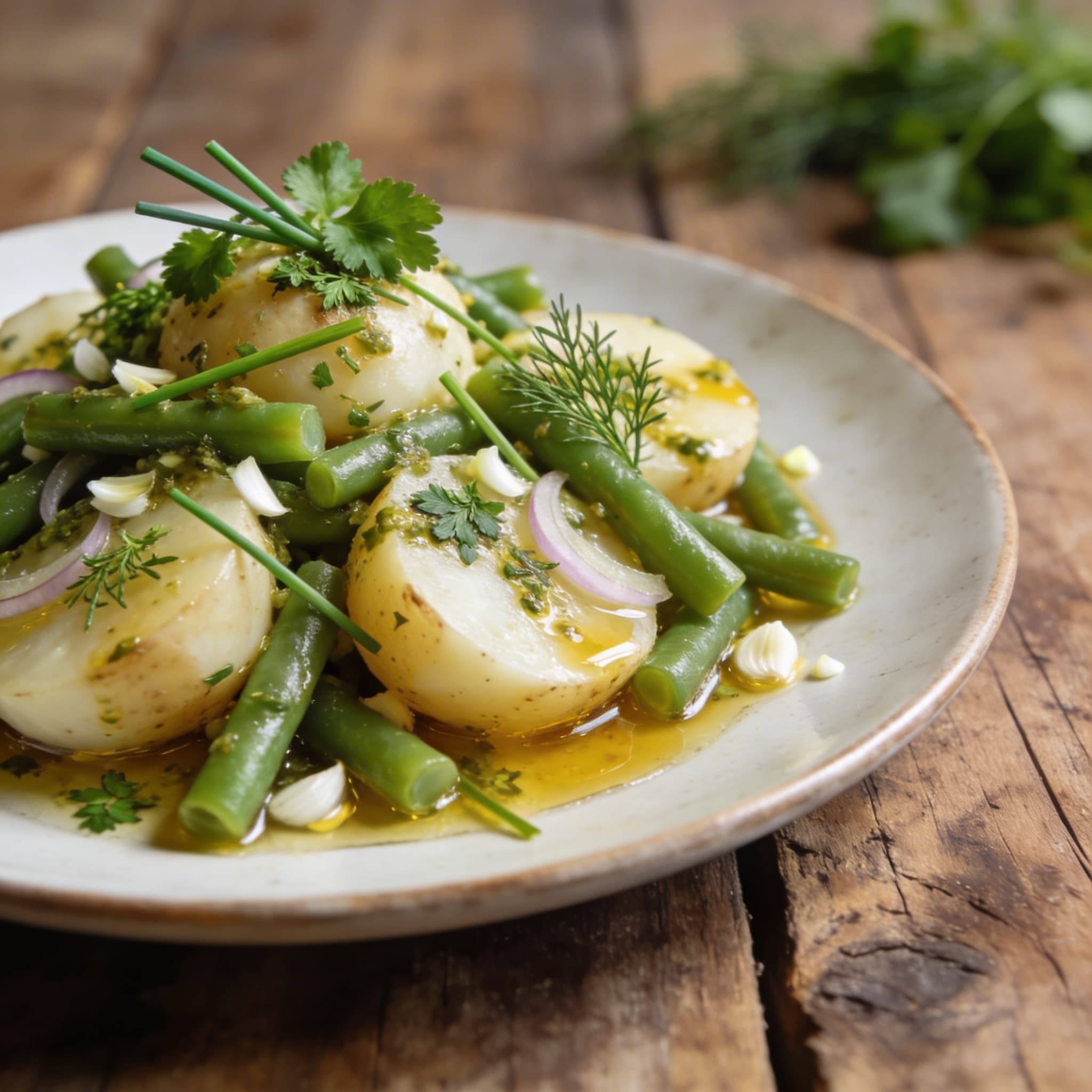 Kartoffelsalat mit grünen Bohnen