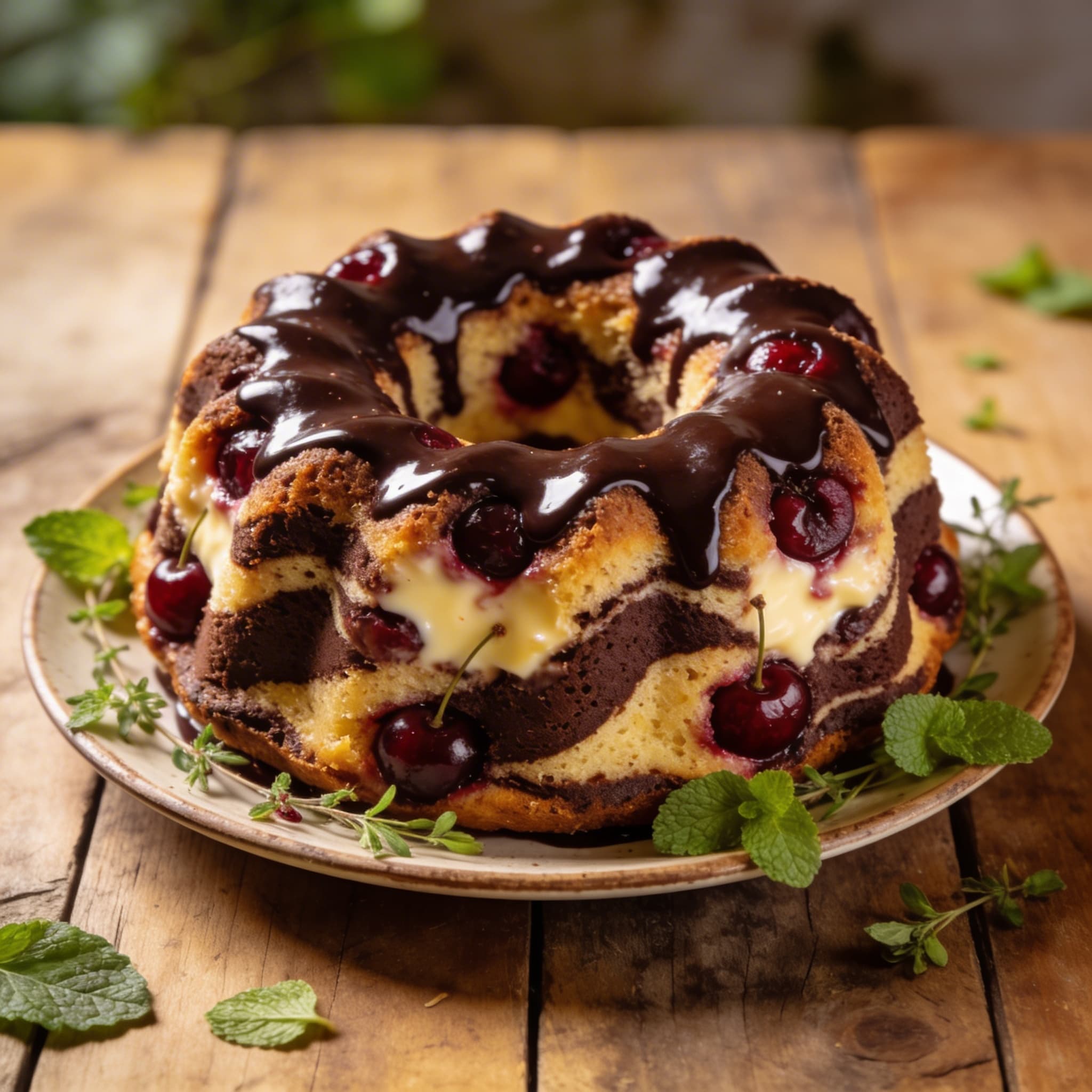 Donauwellen Marmorkuchen mit Kirschen