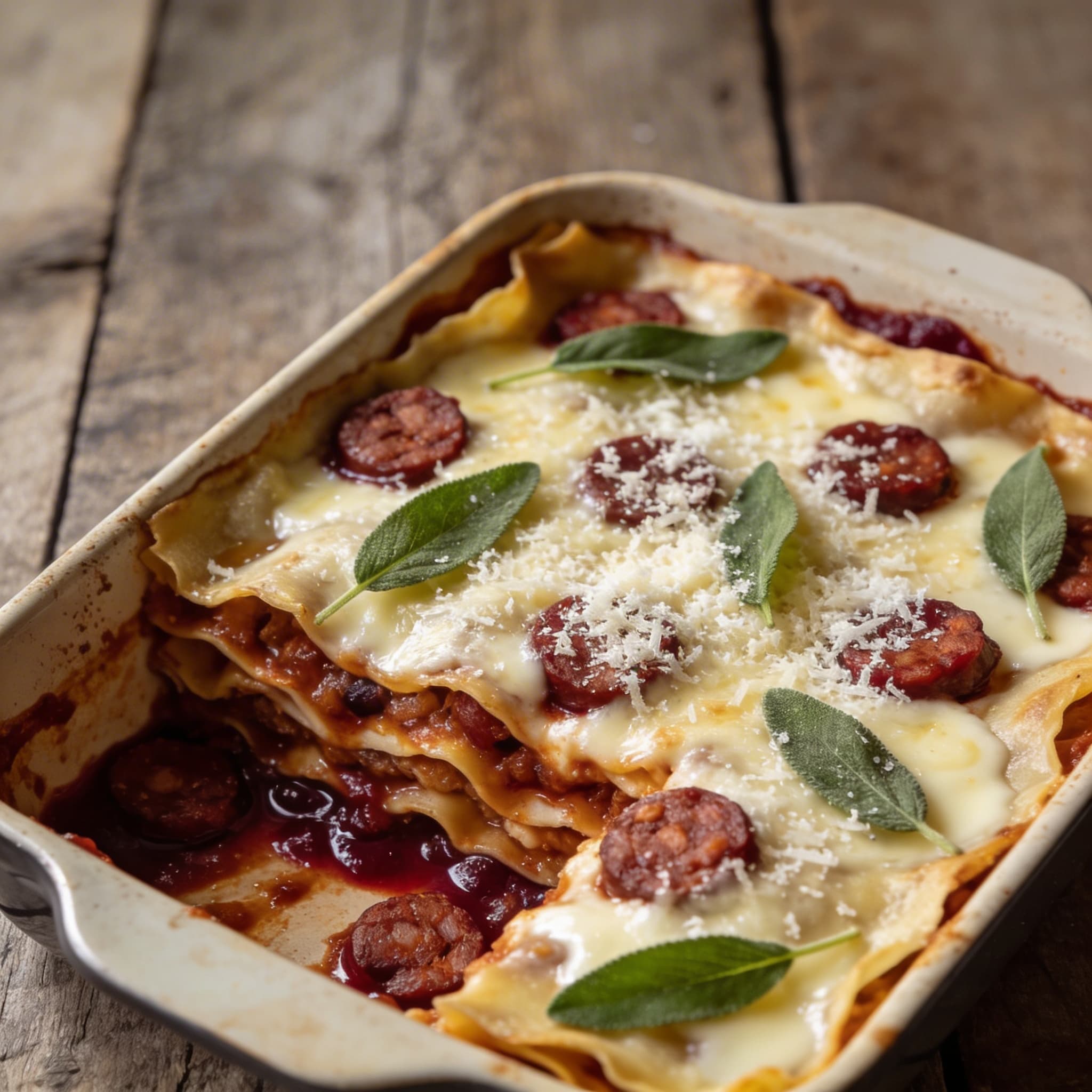 Würzige Salsiccia-Salbei-Lasagne