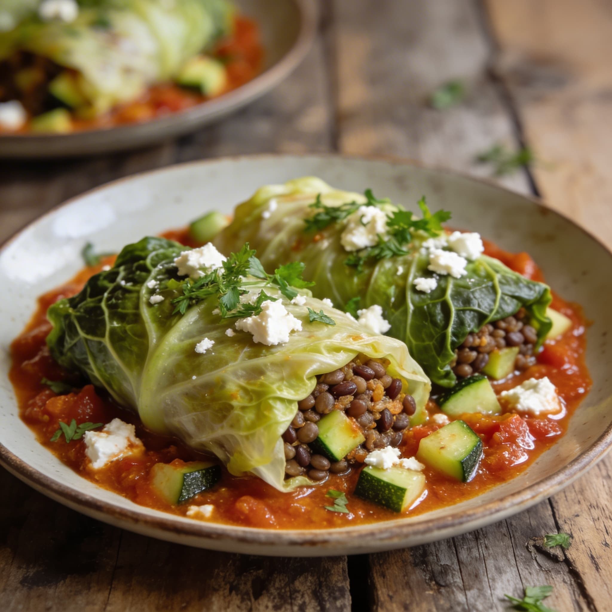 Mediterrane vegetarische Kohlrouladen