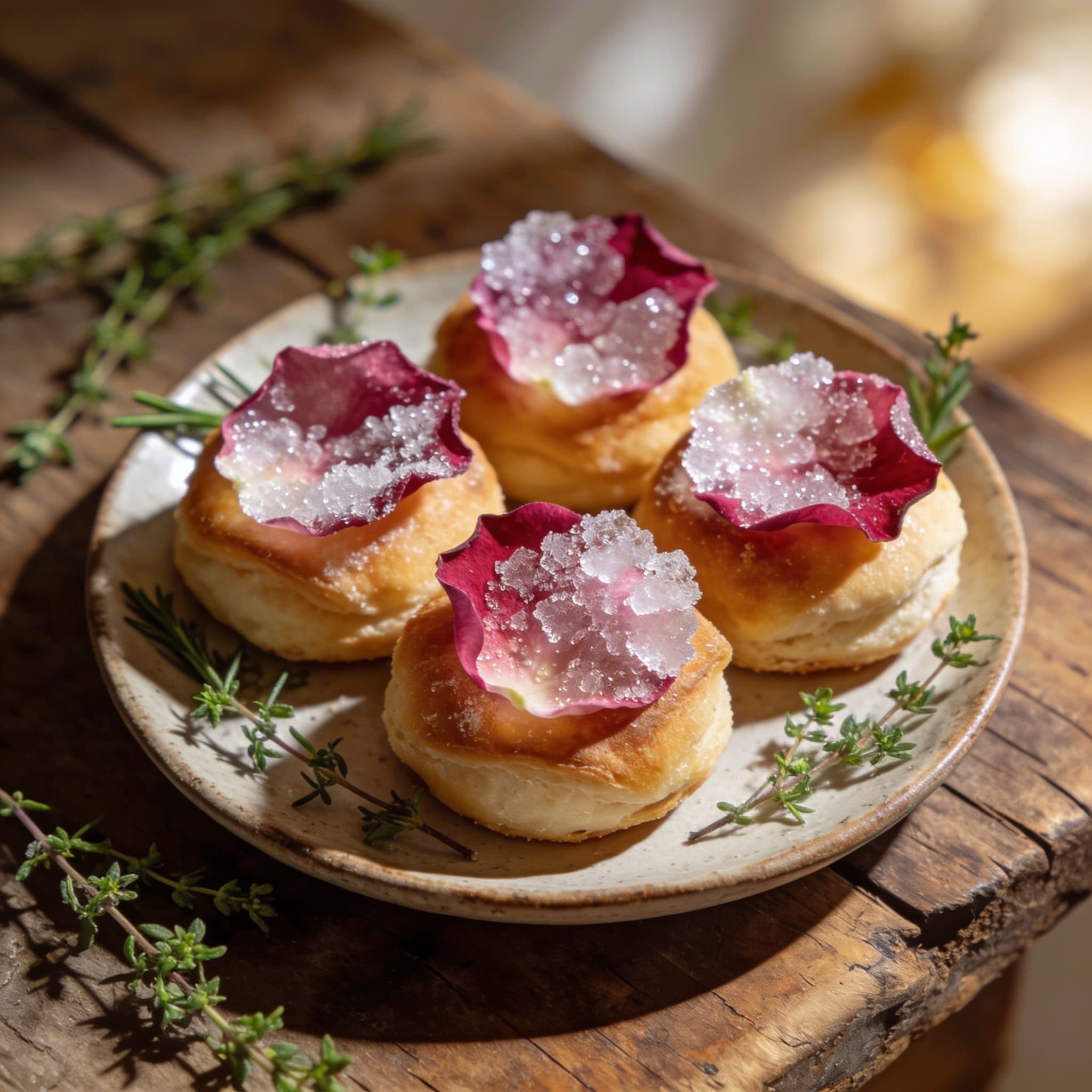 Kristalline süße Rosenblätter