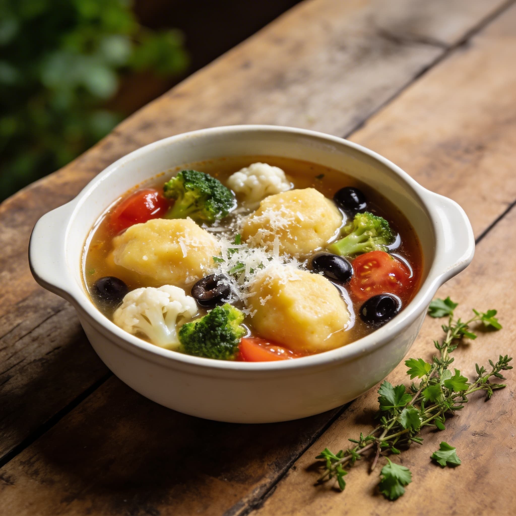 Gemüsesuppe mit Polentanocken