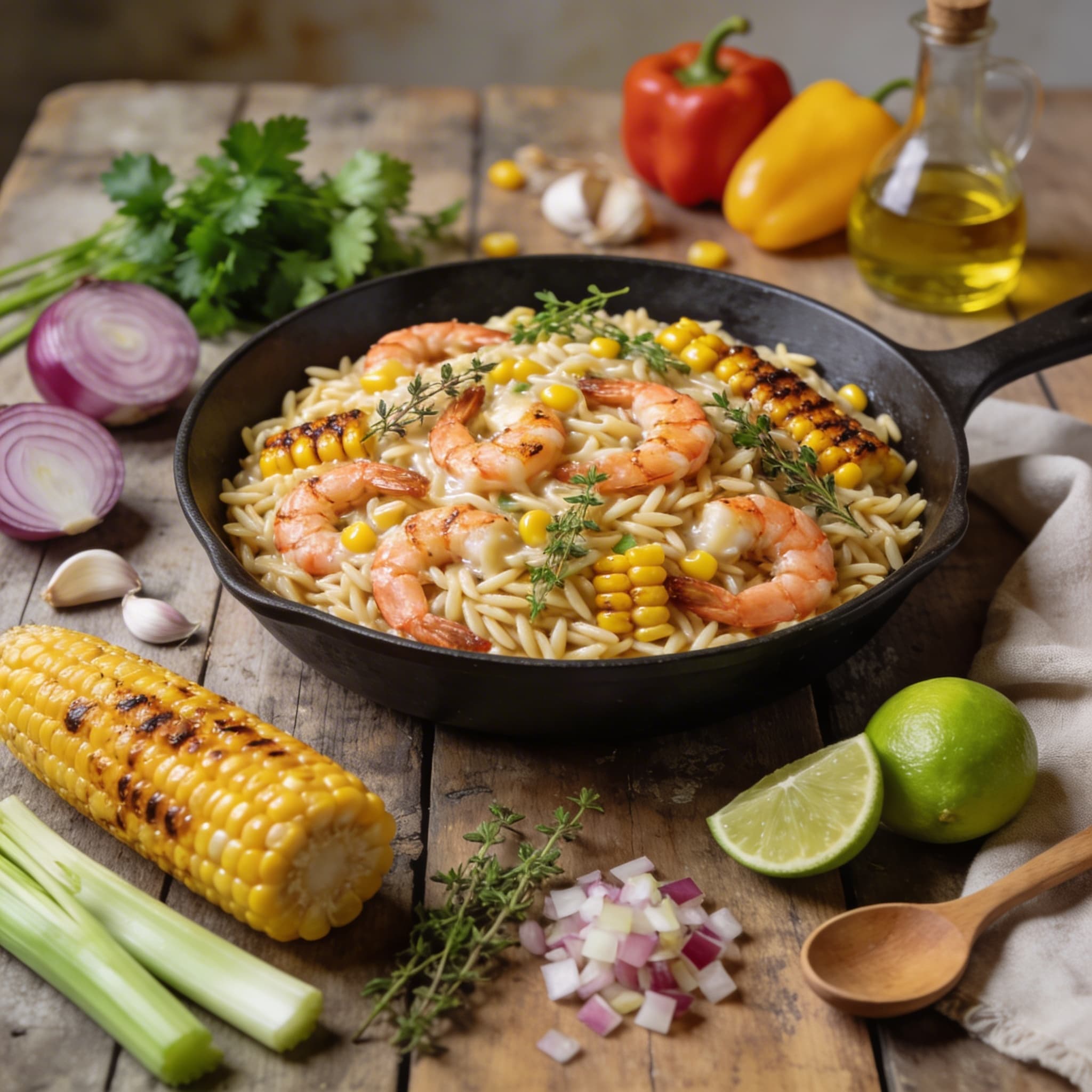 Orzo-Pfanne mit Röstmais