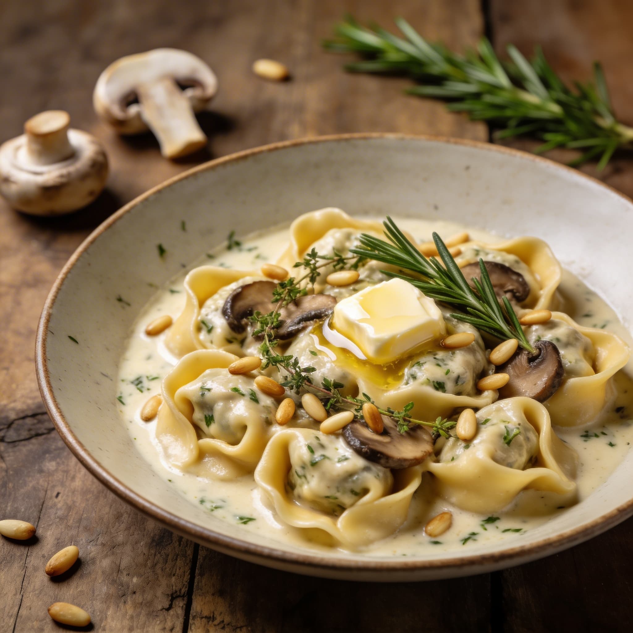 Selbstgemachte Pilz-Ricotta-Tortellini