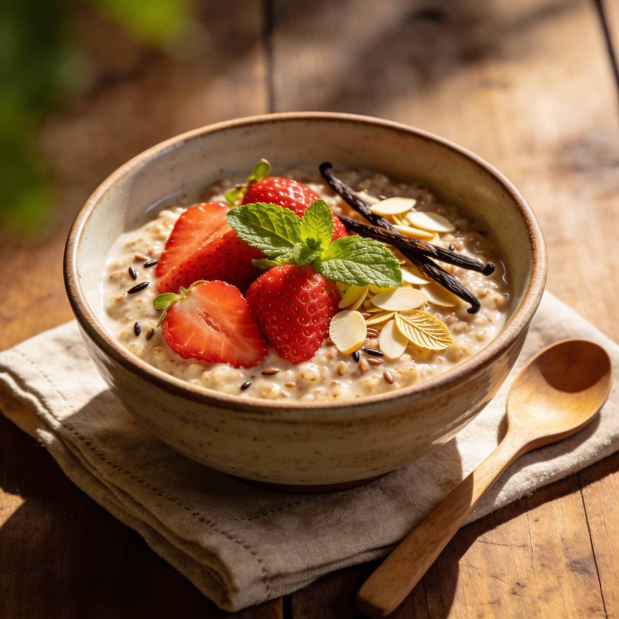 Cremiger Buchweizen Erdbeer Porridge