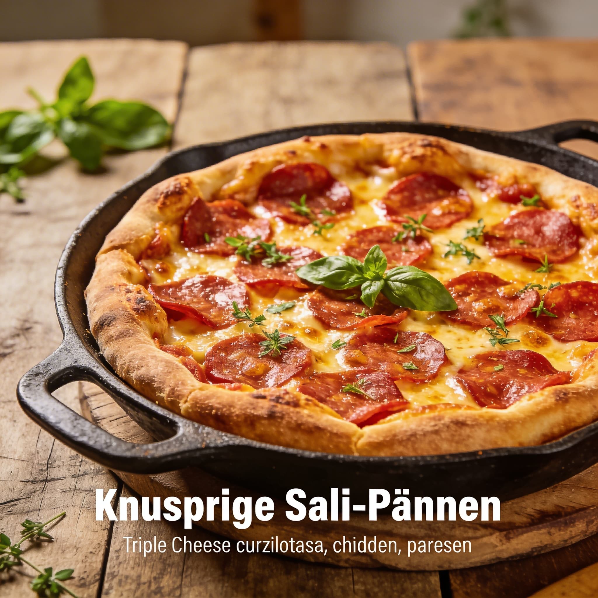 Knusprige Salami-Pfannenpizza
