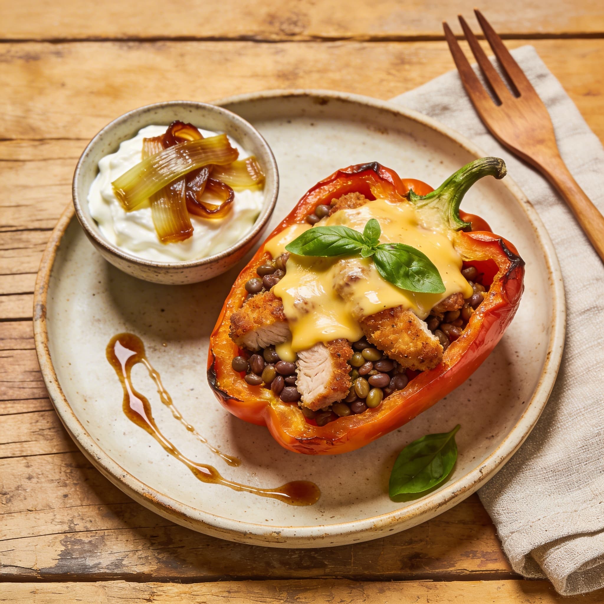 Gefüllte Paprika mit Geschnetzeltem