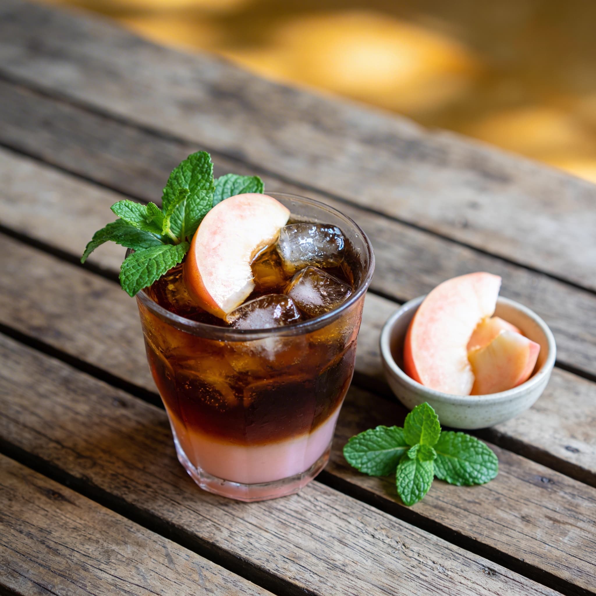 Erfrischender Pfirsich-Eistee mit Minze