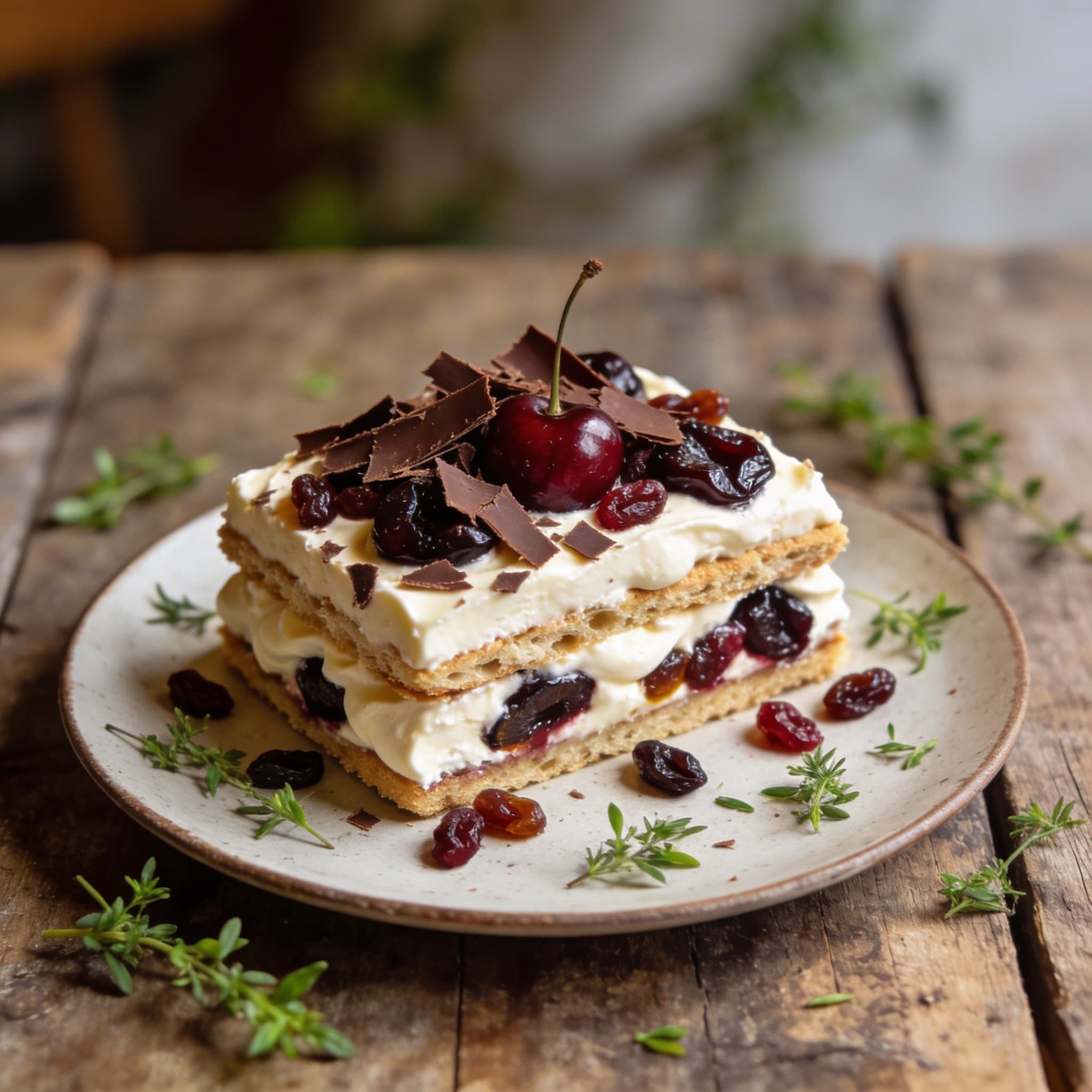 Cremige Malaga-Eistorte mit Kirschen