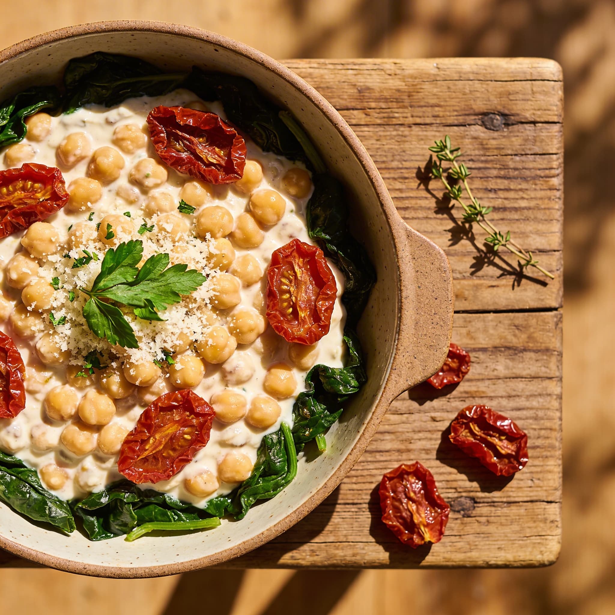 Cremige Kichererbsen-Pfanne mit Tomaten
