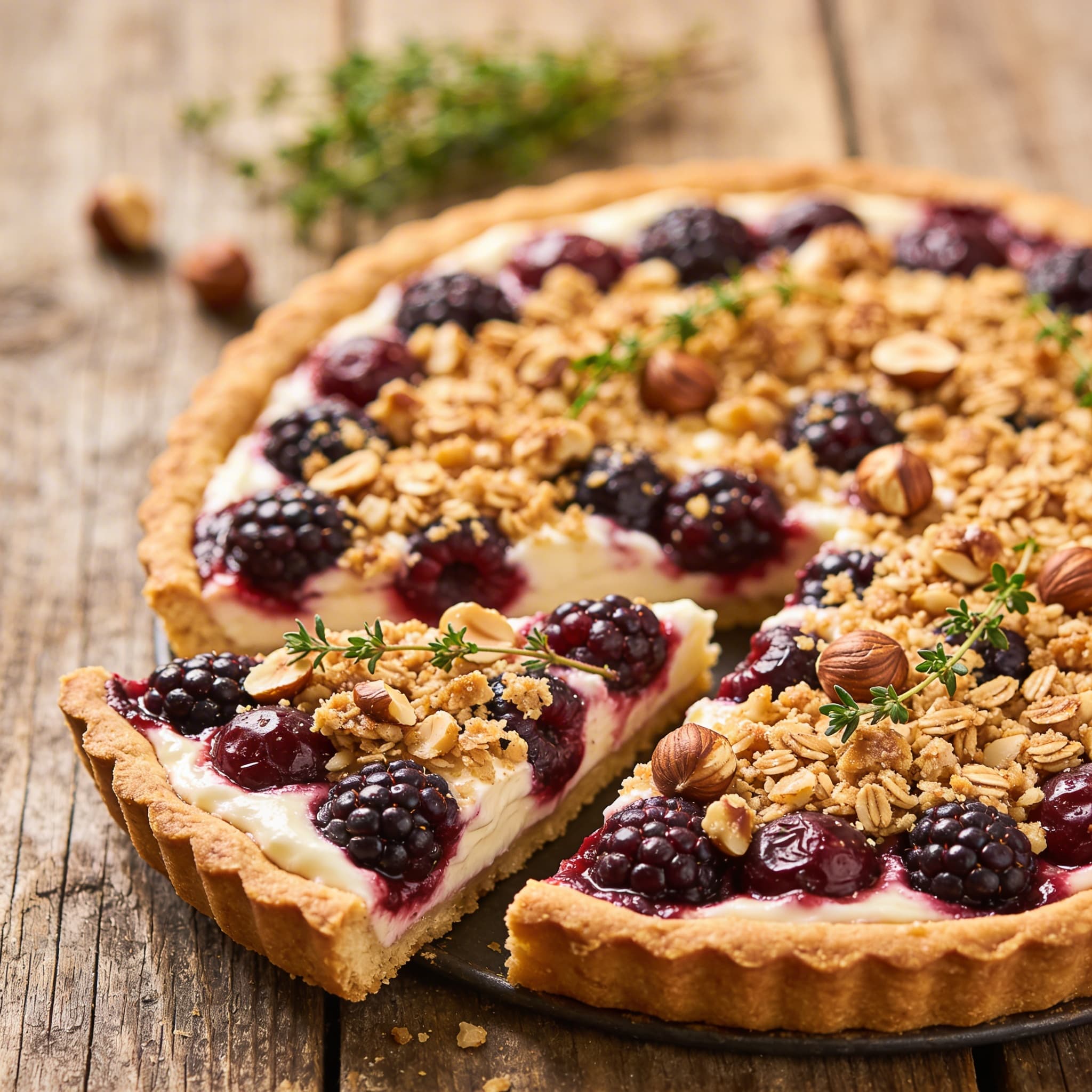 Stachelbeer-Schmand-Torte mit Krokant