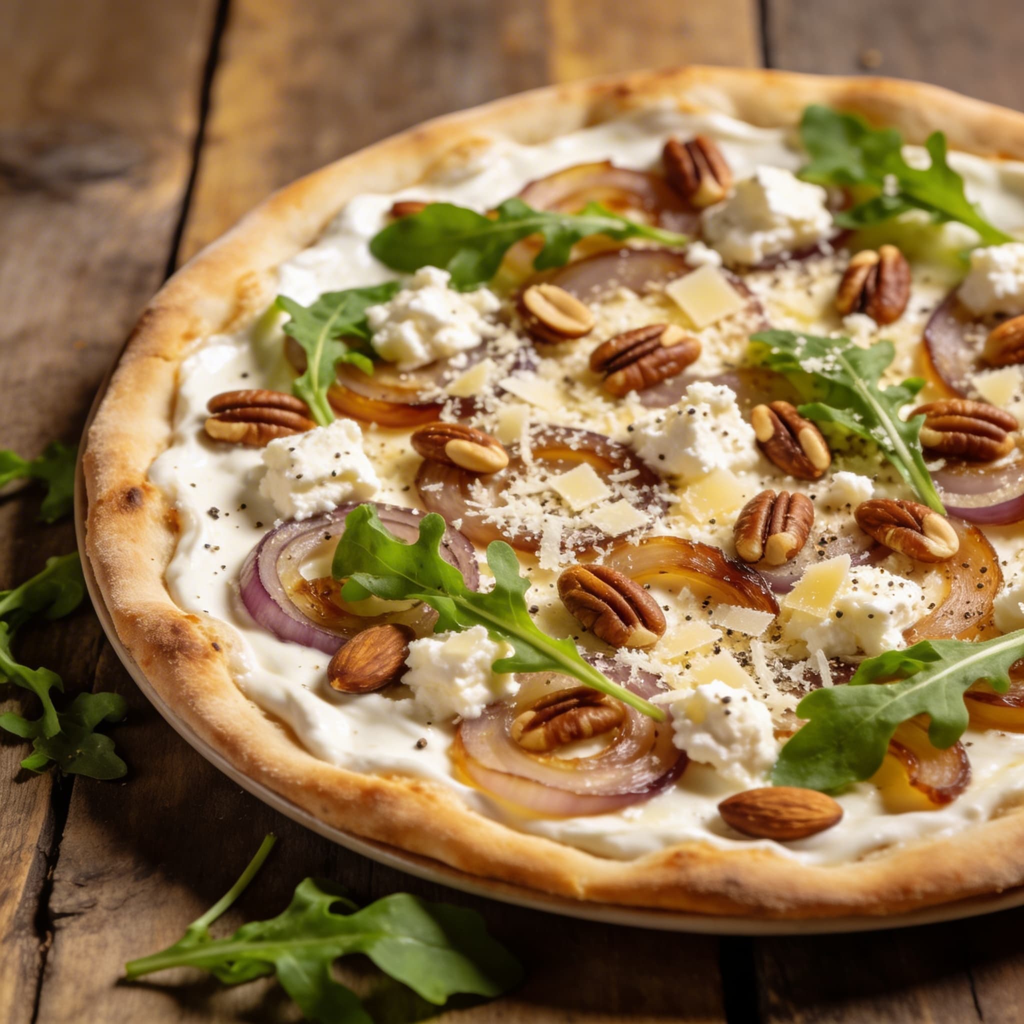 Weiße Pizza mit Rucola