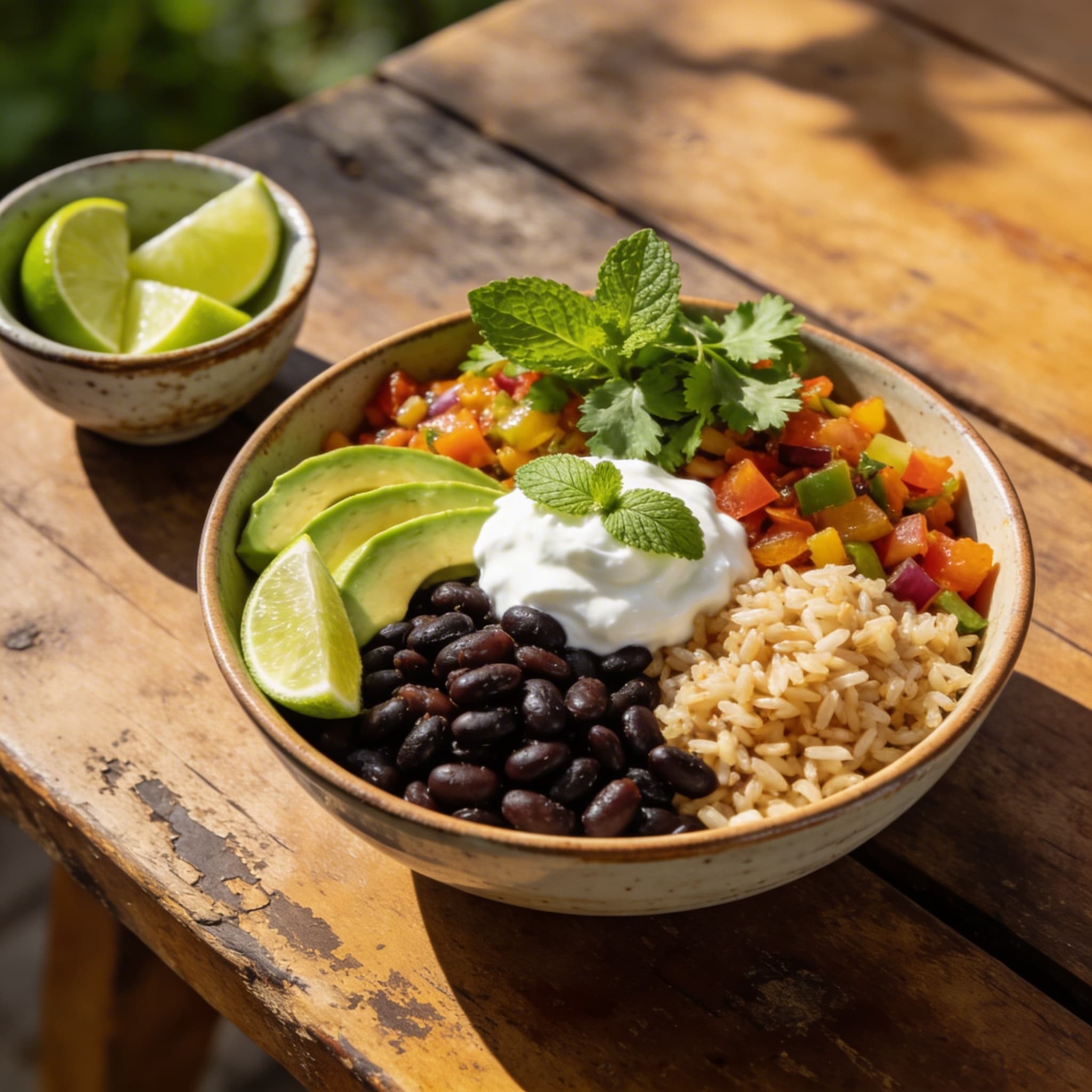 Mexikanische Bowl mit Bohnen