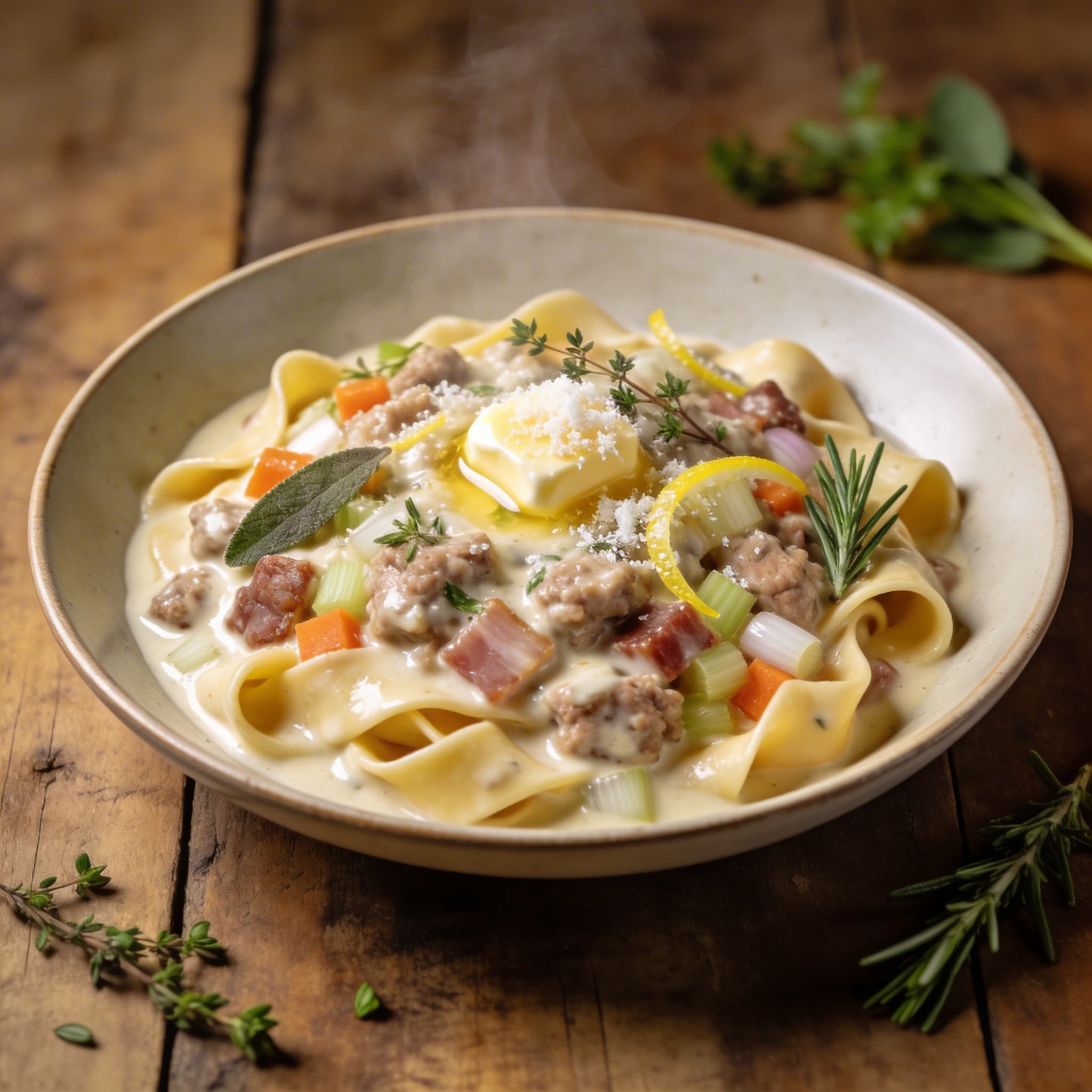 Cremiges Pasta Ragù Bianco