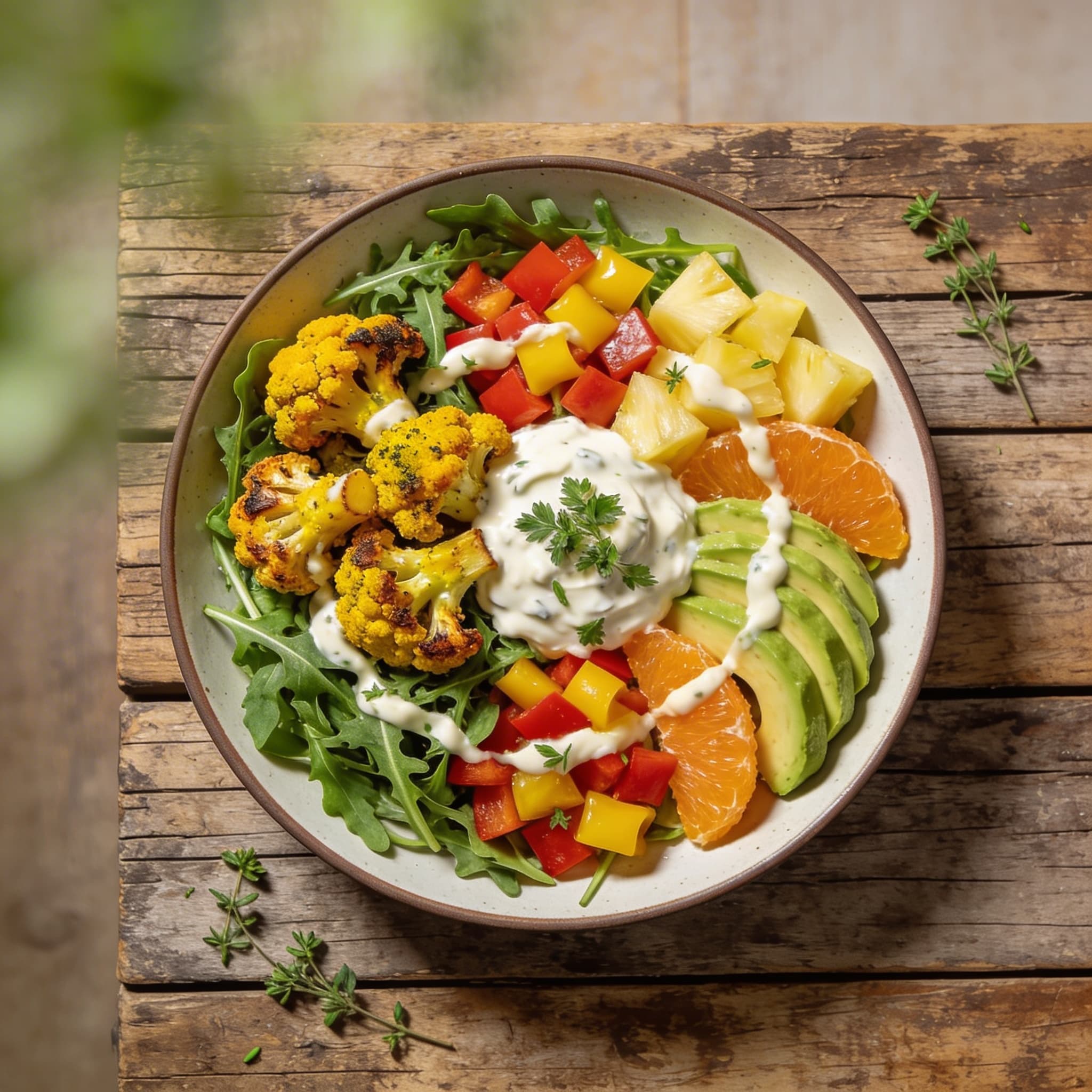 Kurkuma-Blumenkohl mit Rucola