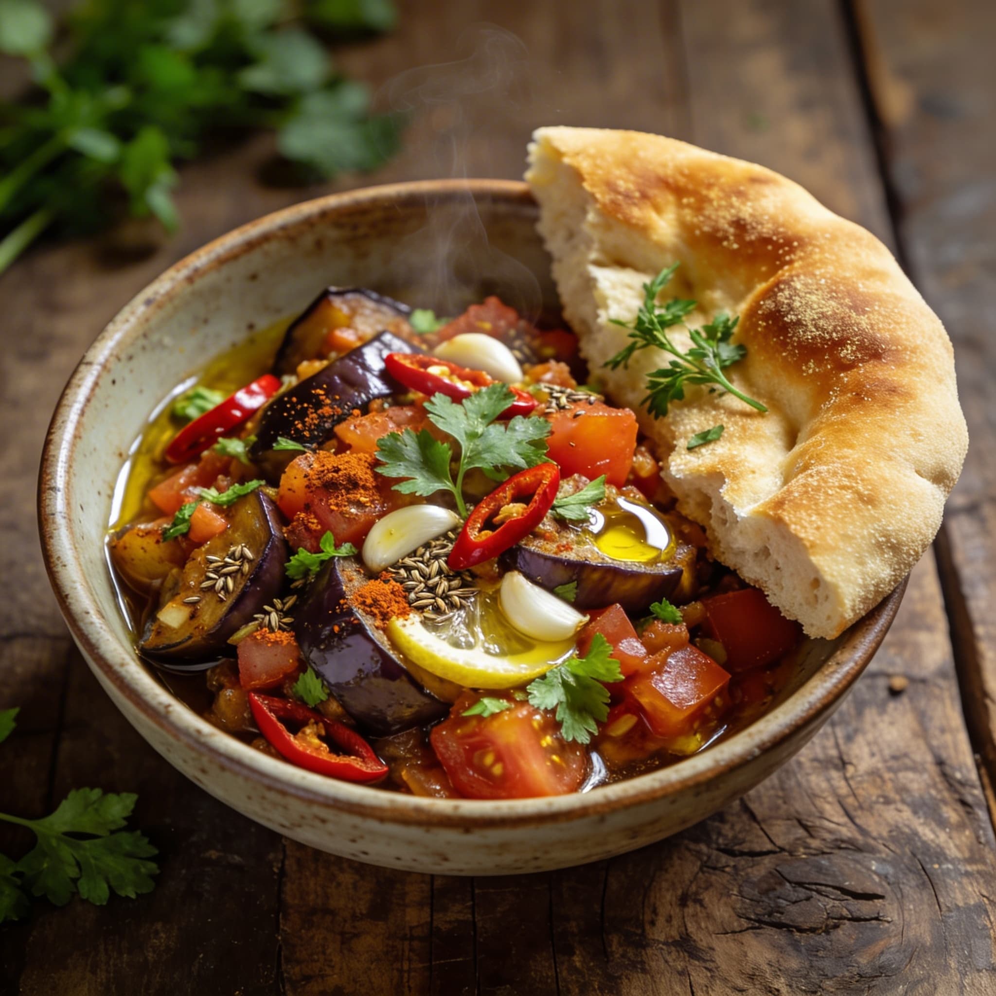 Zaalouk mit Grieß-Harcha