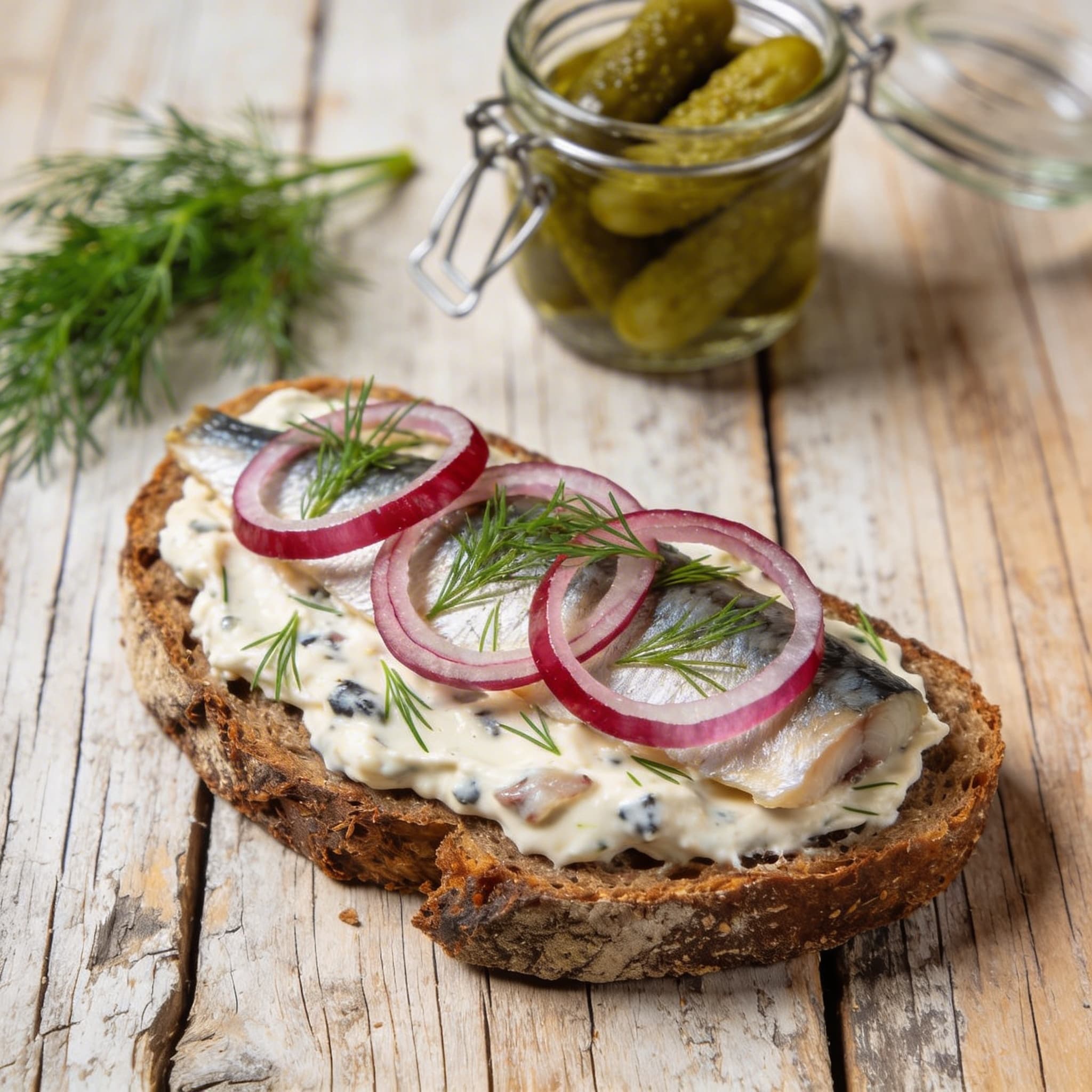 Makrelen-Stulle mit Pickles