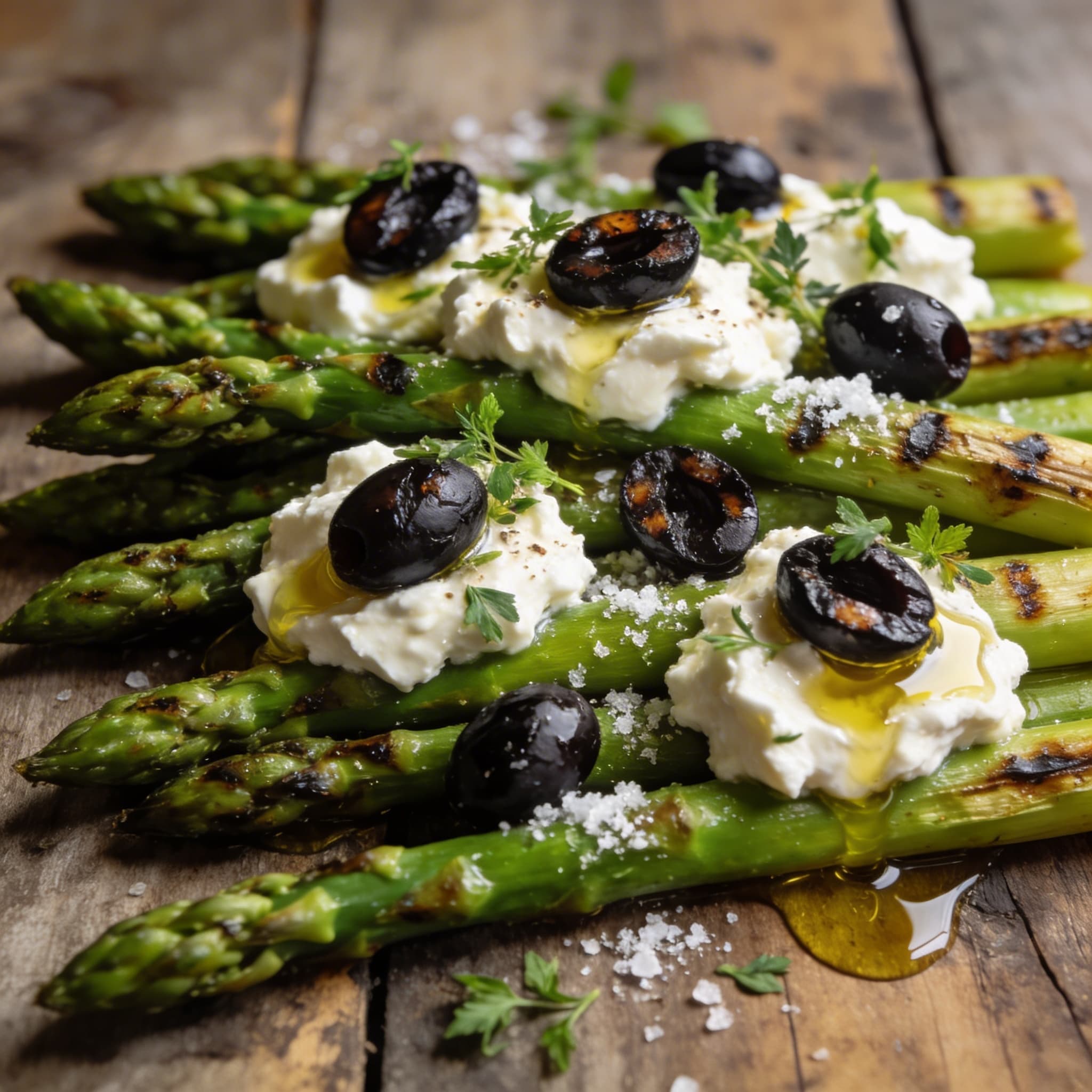 Gegrillter Spargel mit Ziegenkäse