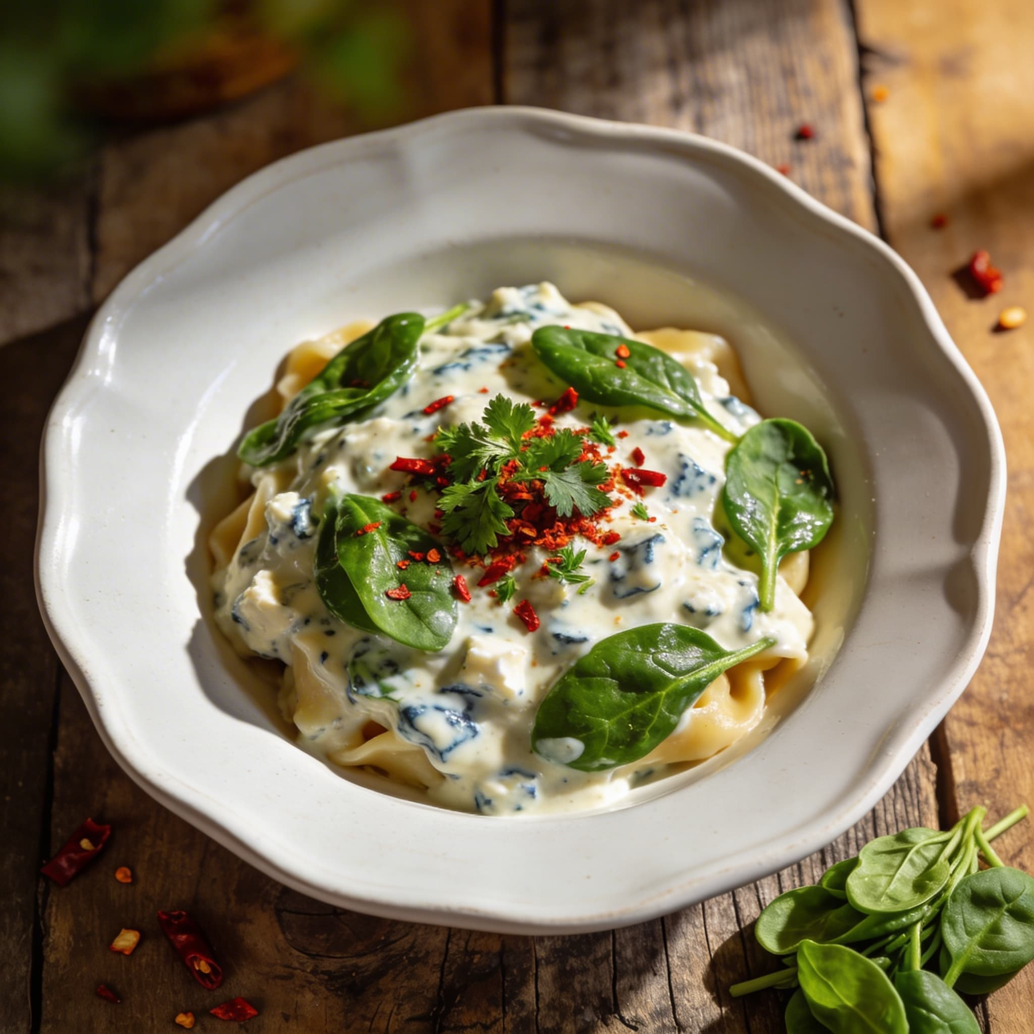 Gorgonzola-Spinat-Sauce mit Chili