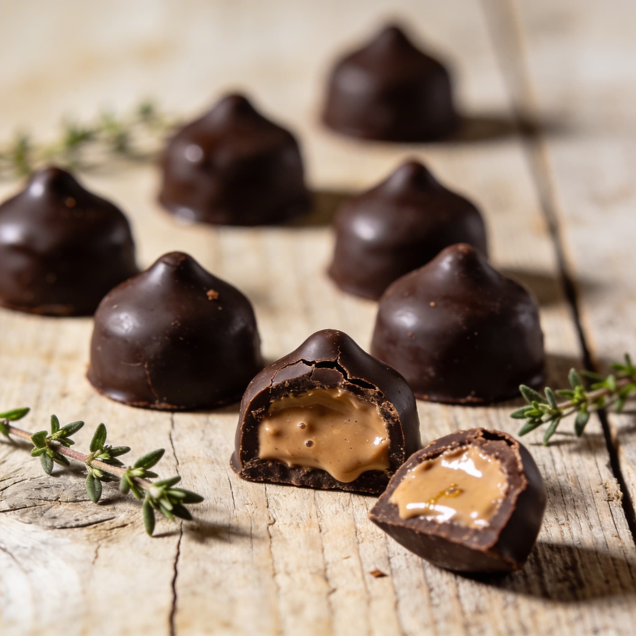 Dunkle Kaffee-Trüffel-Pralinen