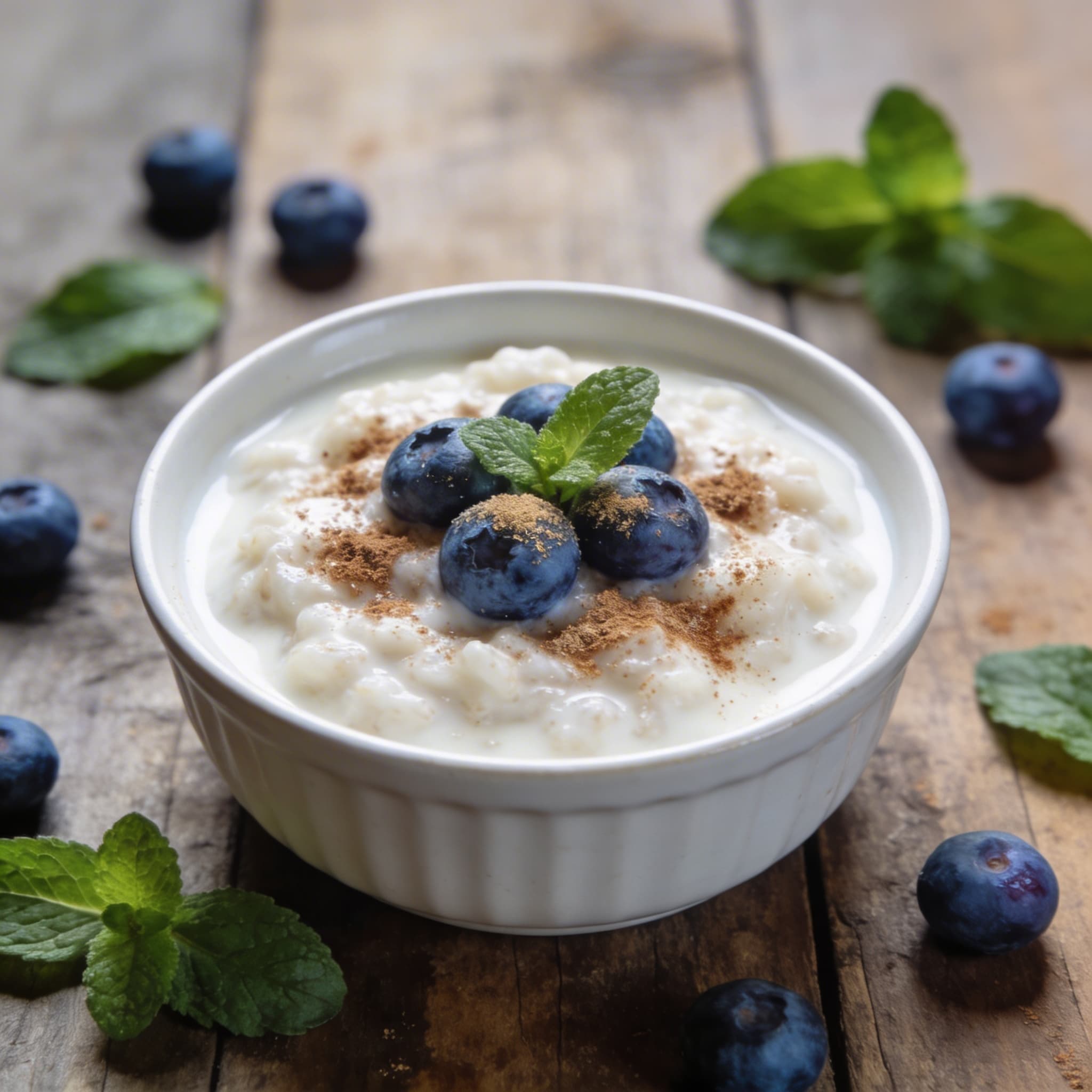 Klassischer Milchreis mit Blaubeeren