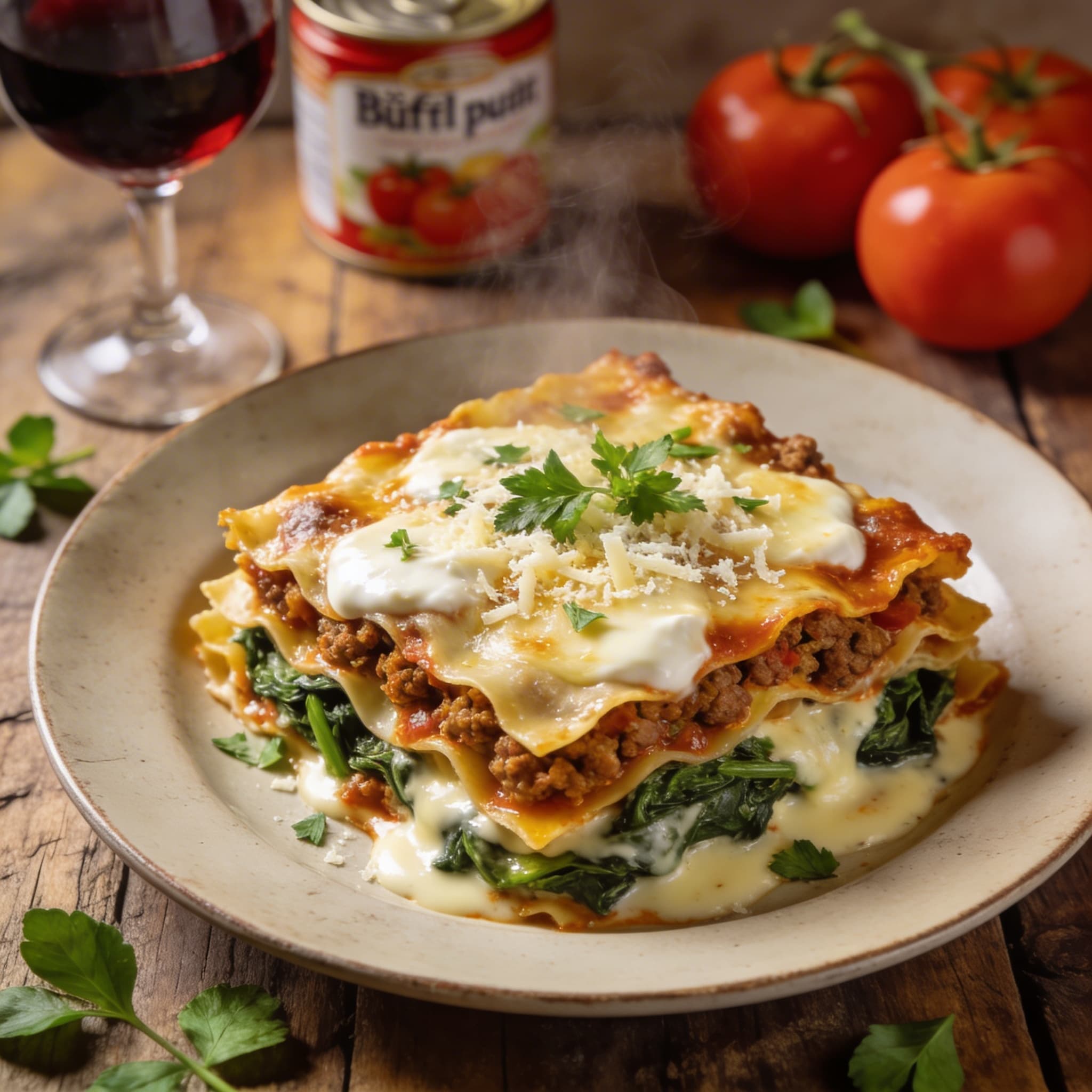 Vegetarische Spinat-Hack-Lasagne