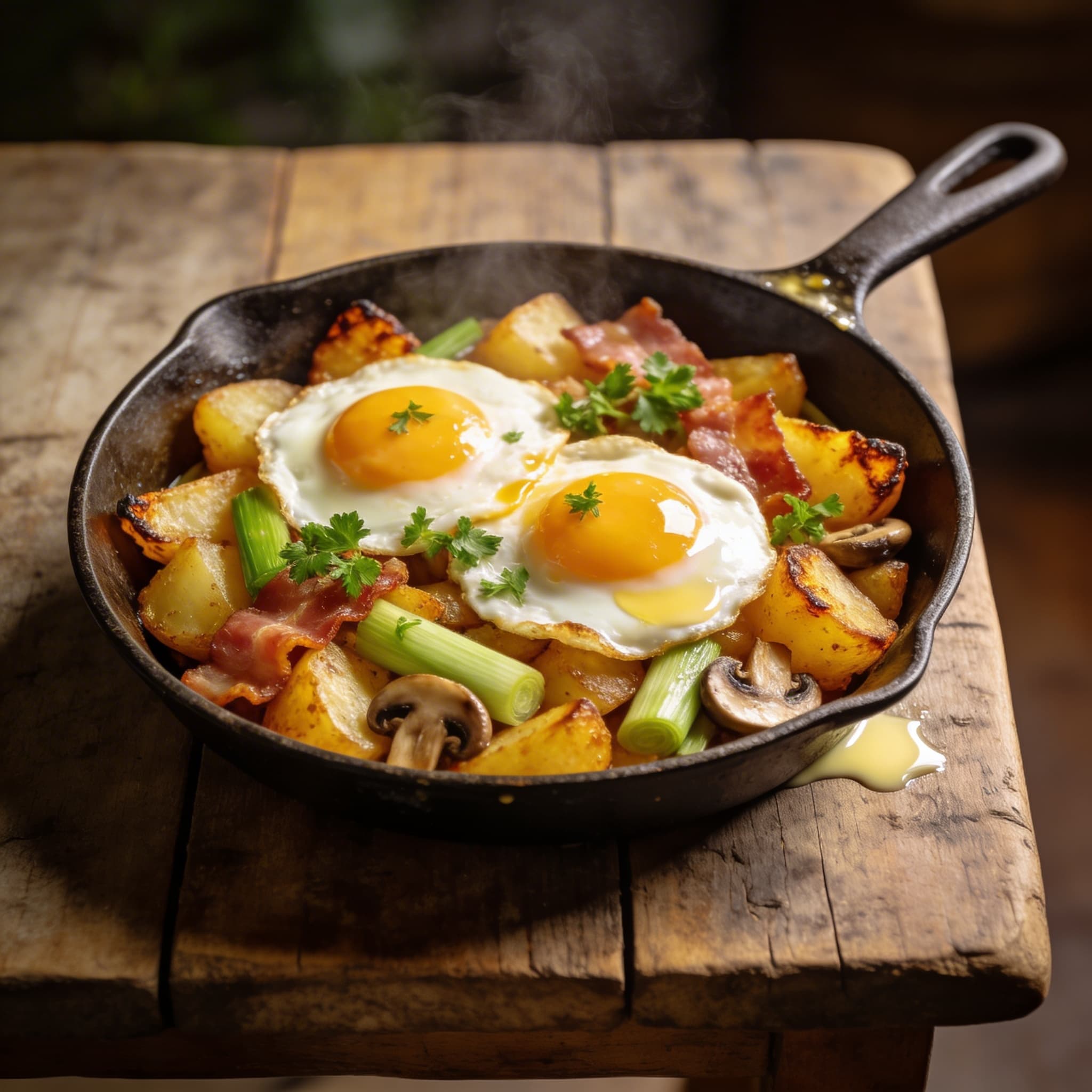 Deftige Kartoffelpfanne mit Ei