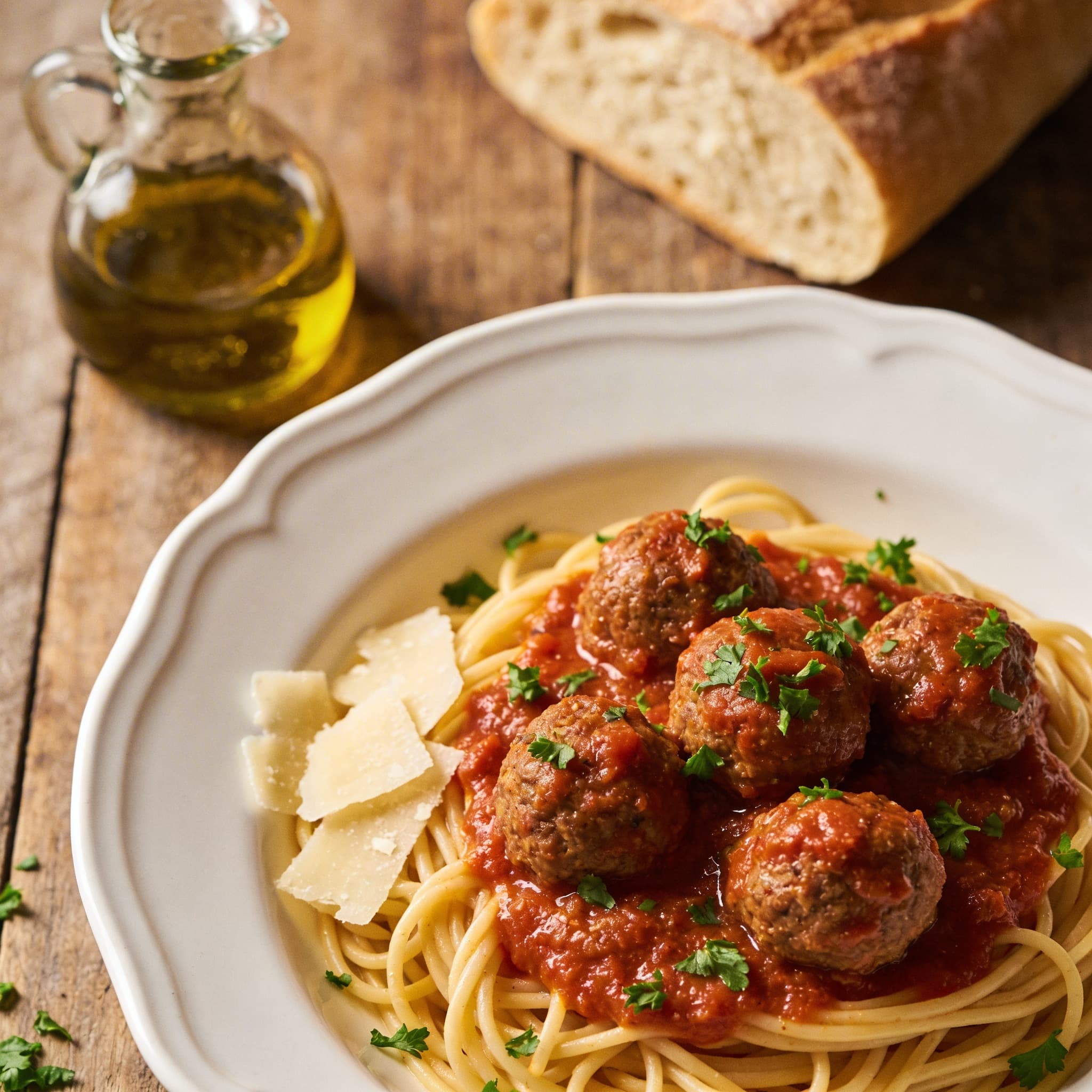 Spaghetti mit saftigen Fleischbällchen