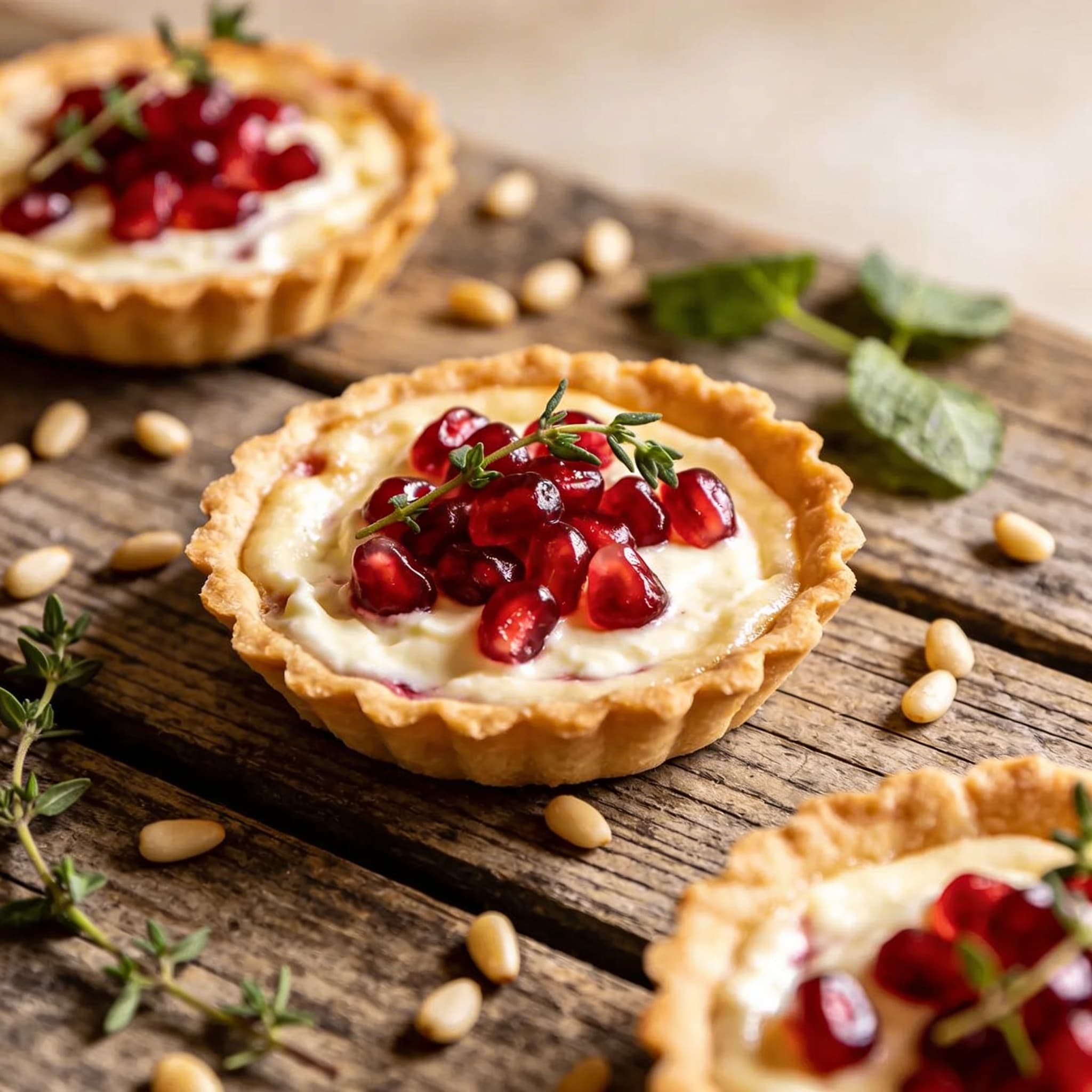 Tartelettes mit Granatapfelcreme