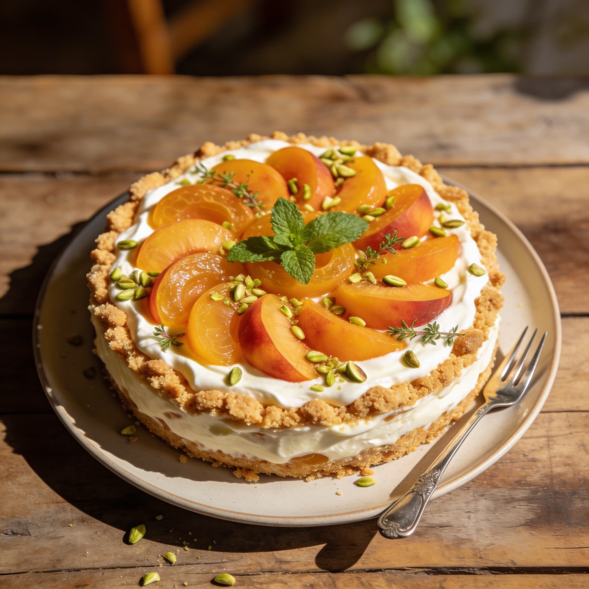 Frische Pfirsich-Joghurt-Torte