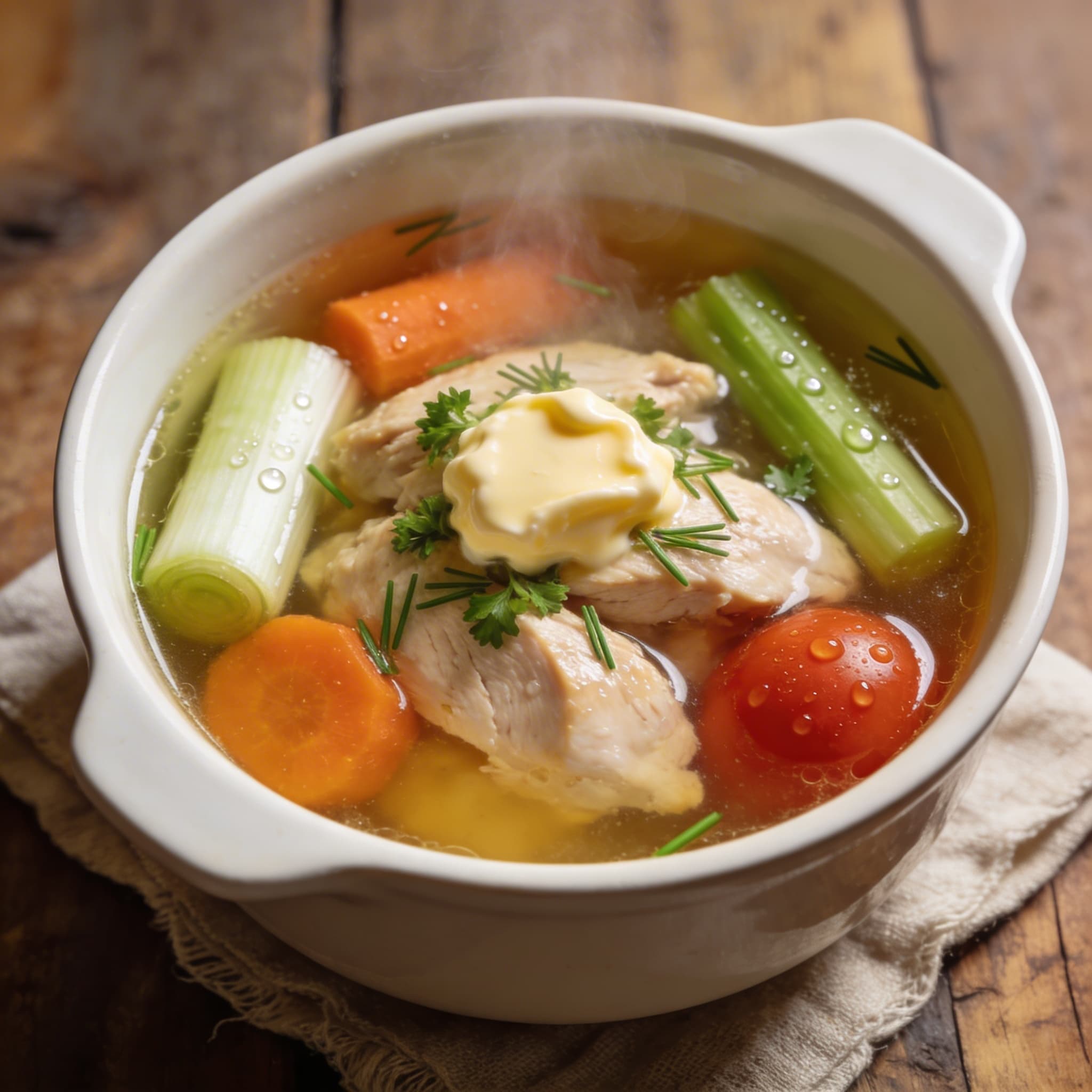 Klare Hähnchen Suppeneinlage