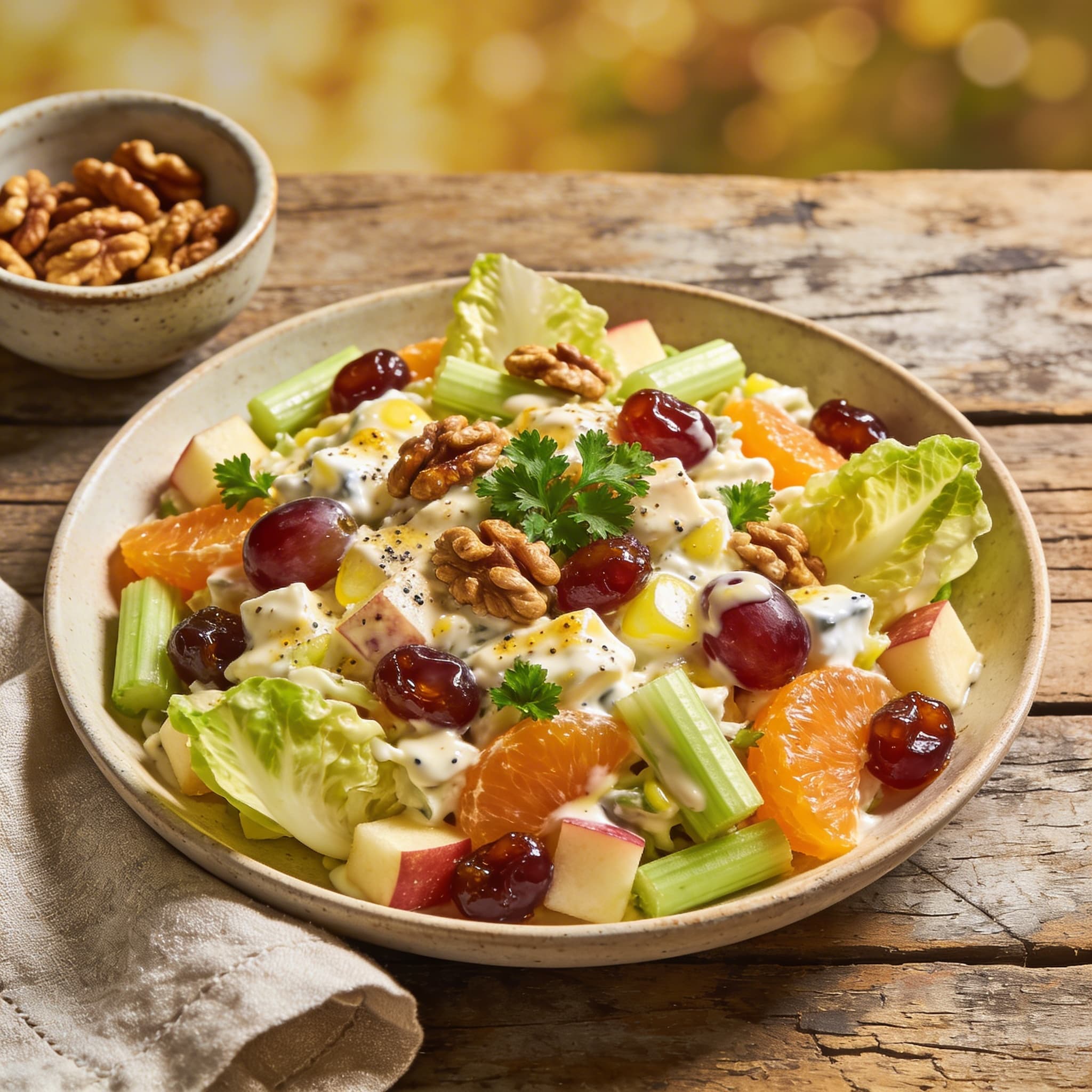 Waldorfsalat mit karamellisierten Trauben