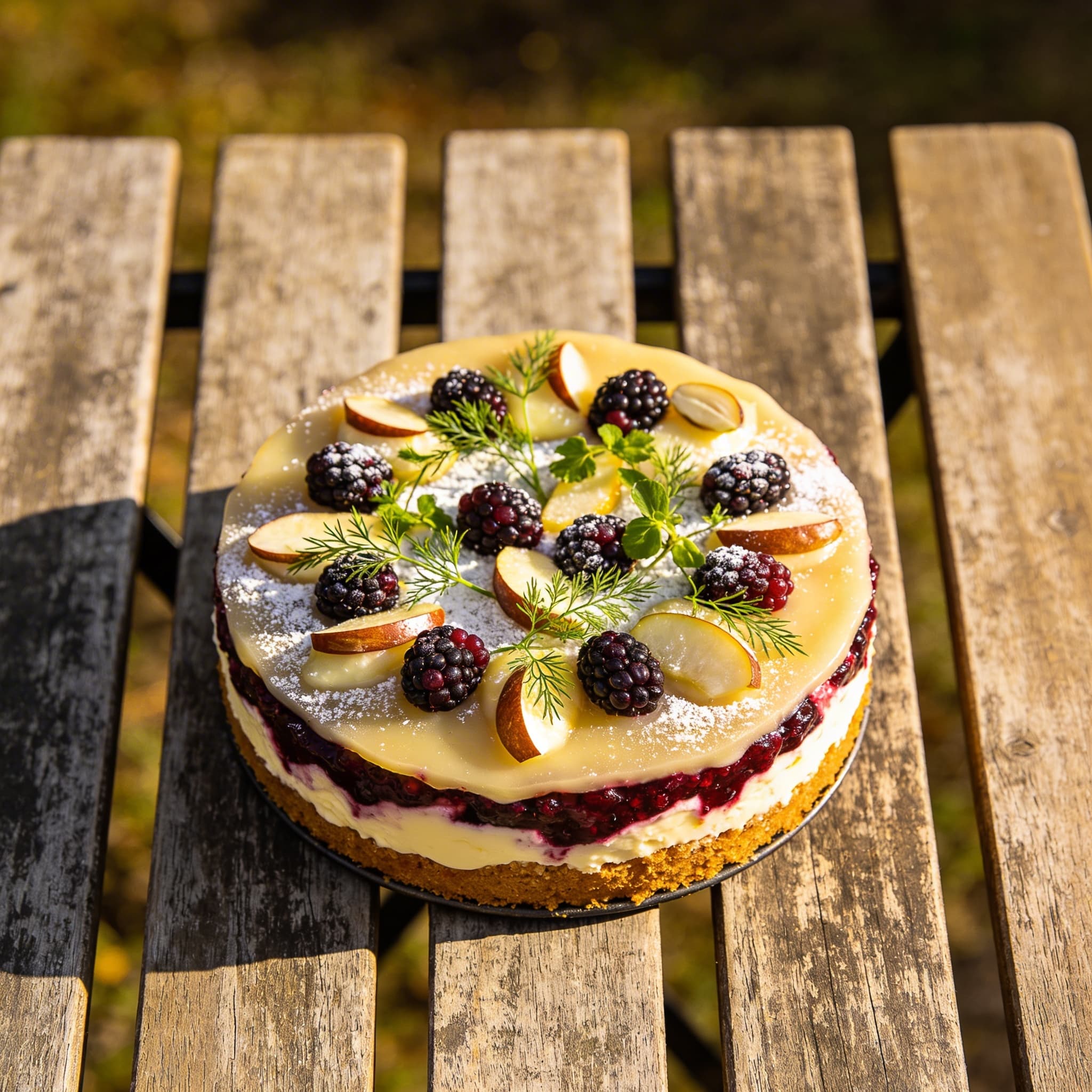 Stachelbeerkuchen mit feinem Makronengitter