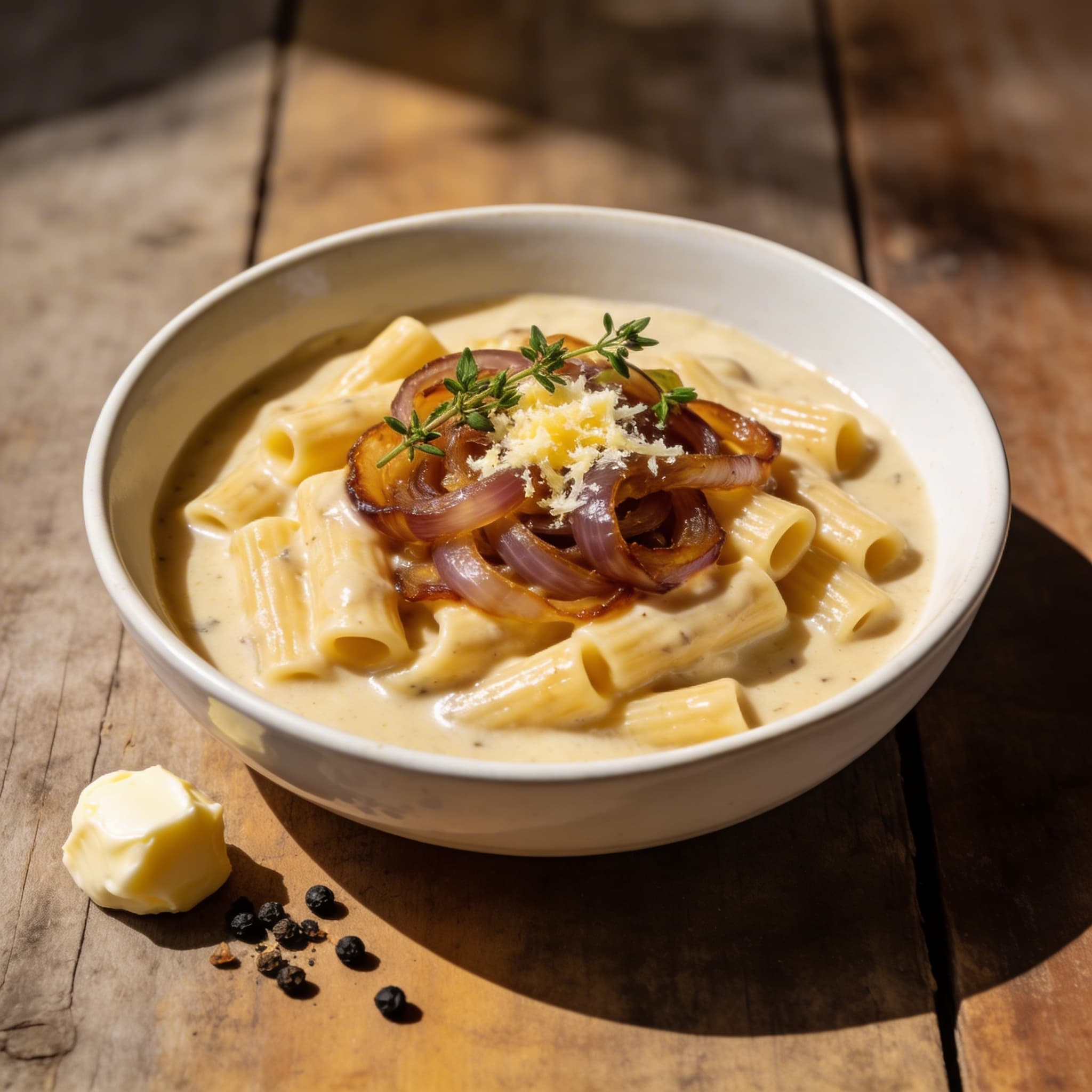 Cremige Zwiebelsuppen-Pasta