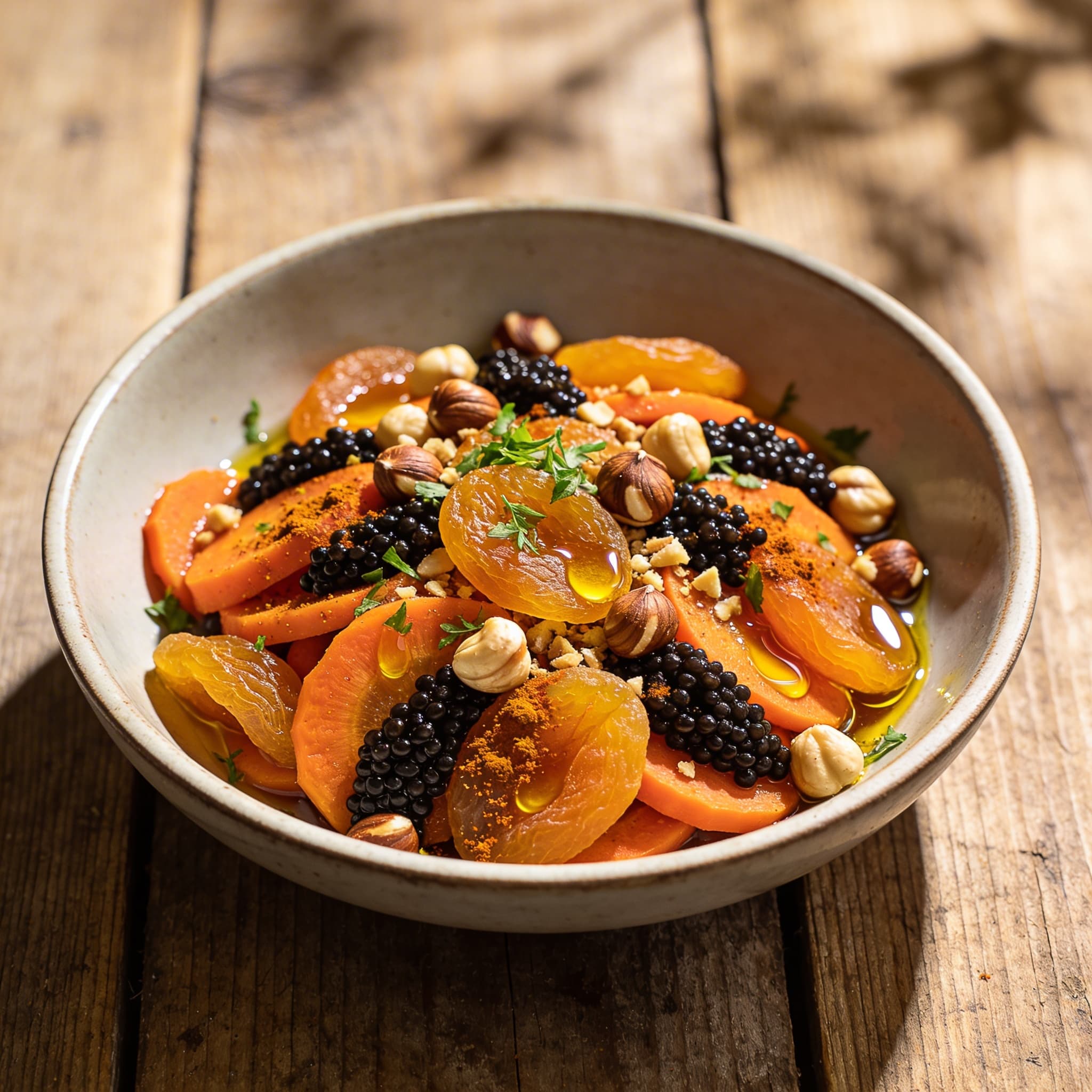 Würziger Karotttensalat mit Belugalinsen