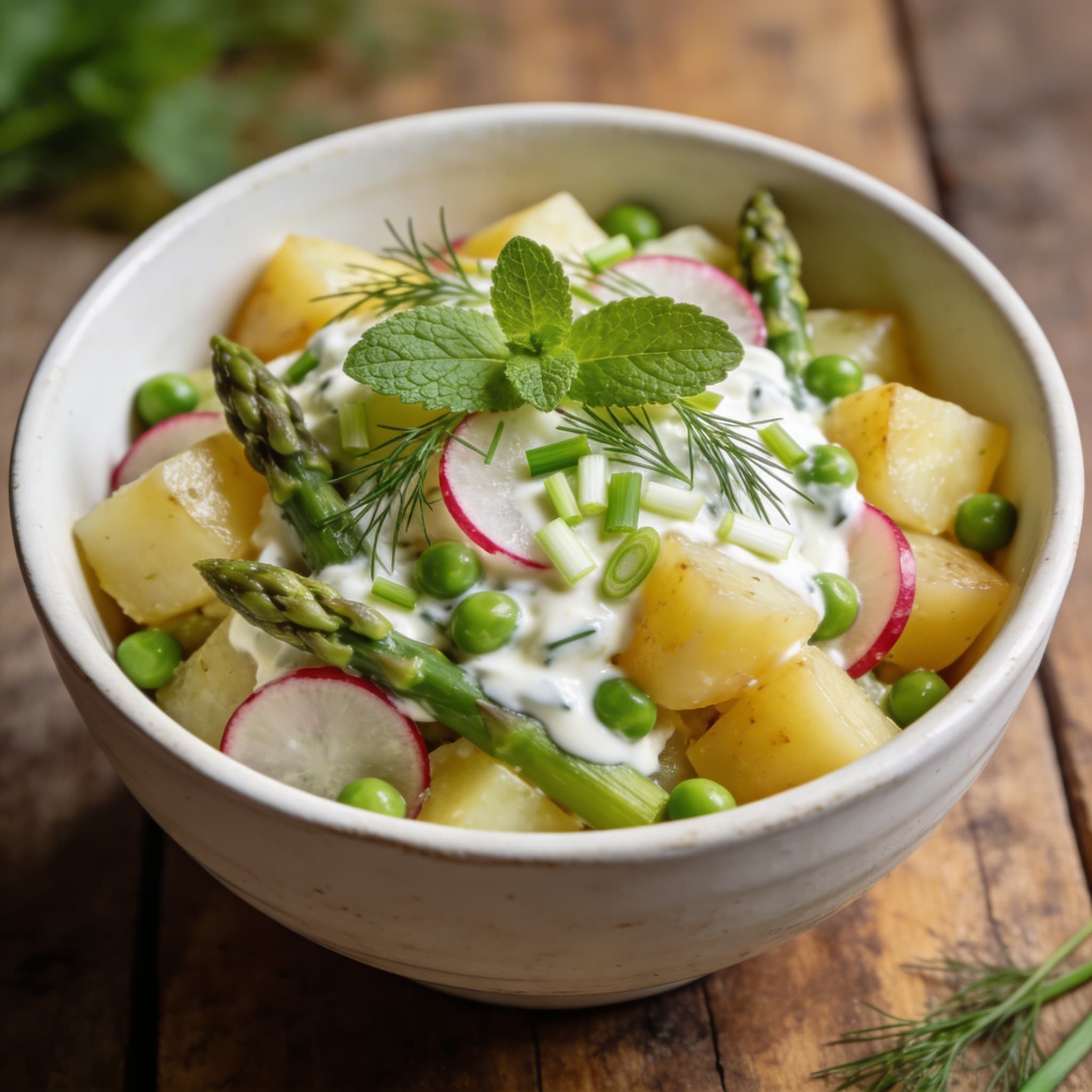Frühlings-Kartoffelsalat mit grünem Spargel