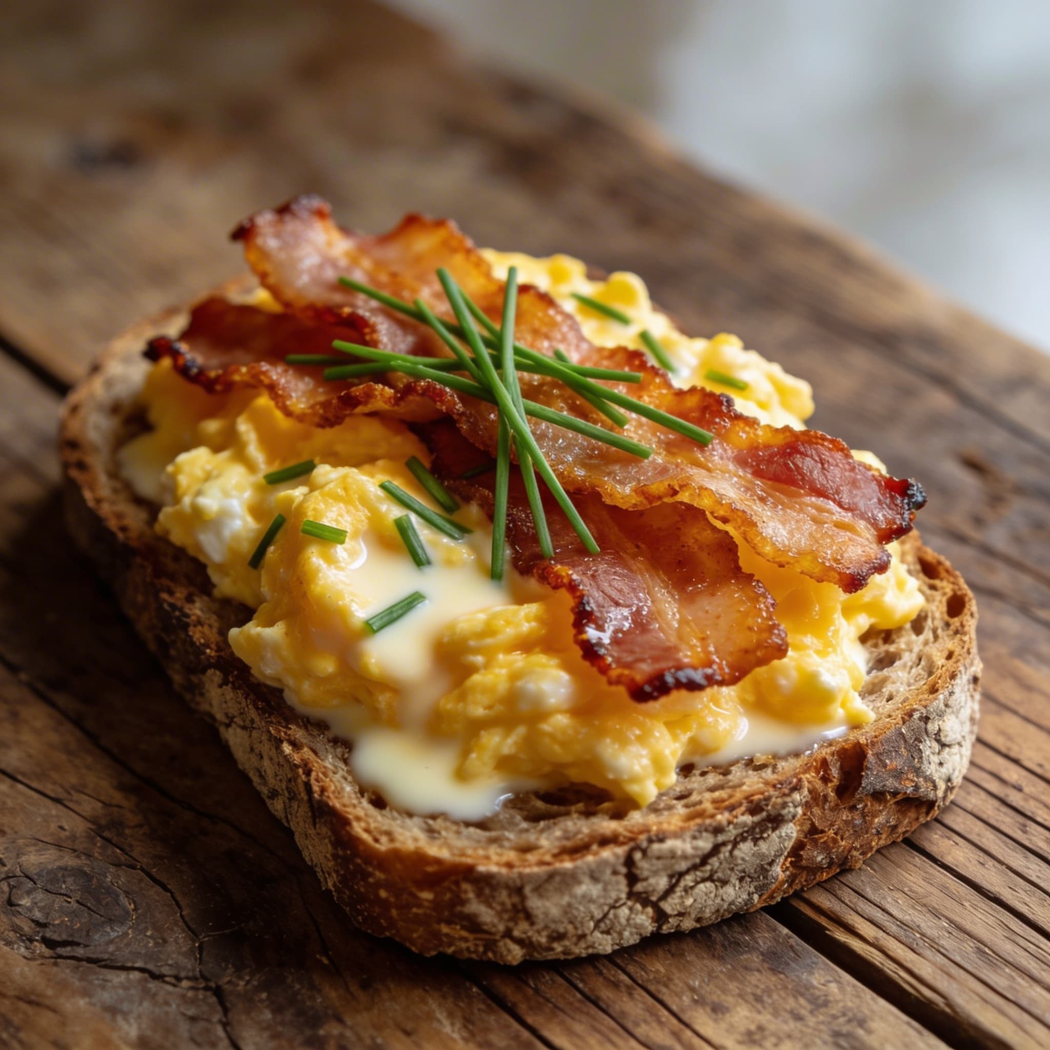 Cremiges Rührei mit Bacon